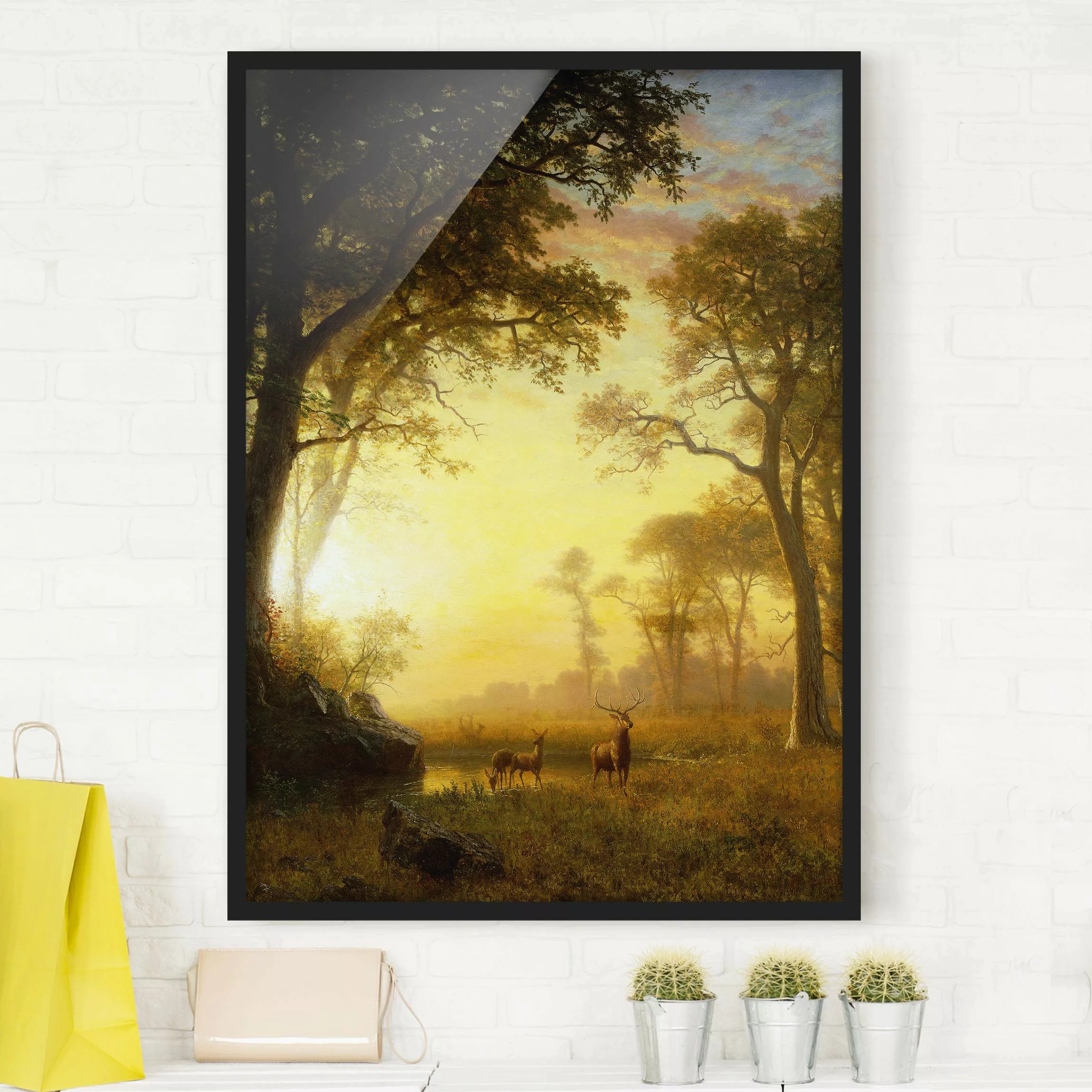 Bild mit Rahmen Kunstdruck - Hochformat Albert Bierstadt - Sonnenbeschienen günstig online kaufen