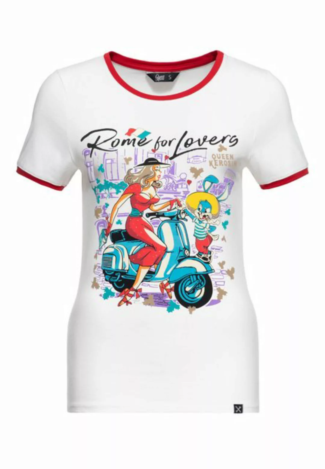 QueenKerosin T-Shirt Rome for Lovers (1-tlg) mit italienischem Artwort-Moti günstig online kaufen