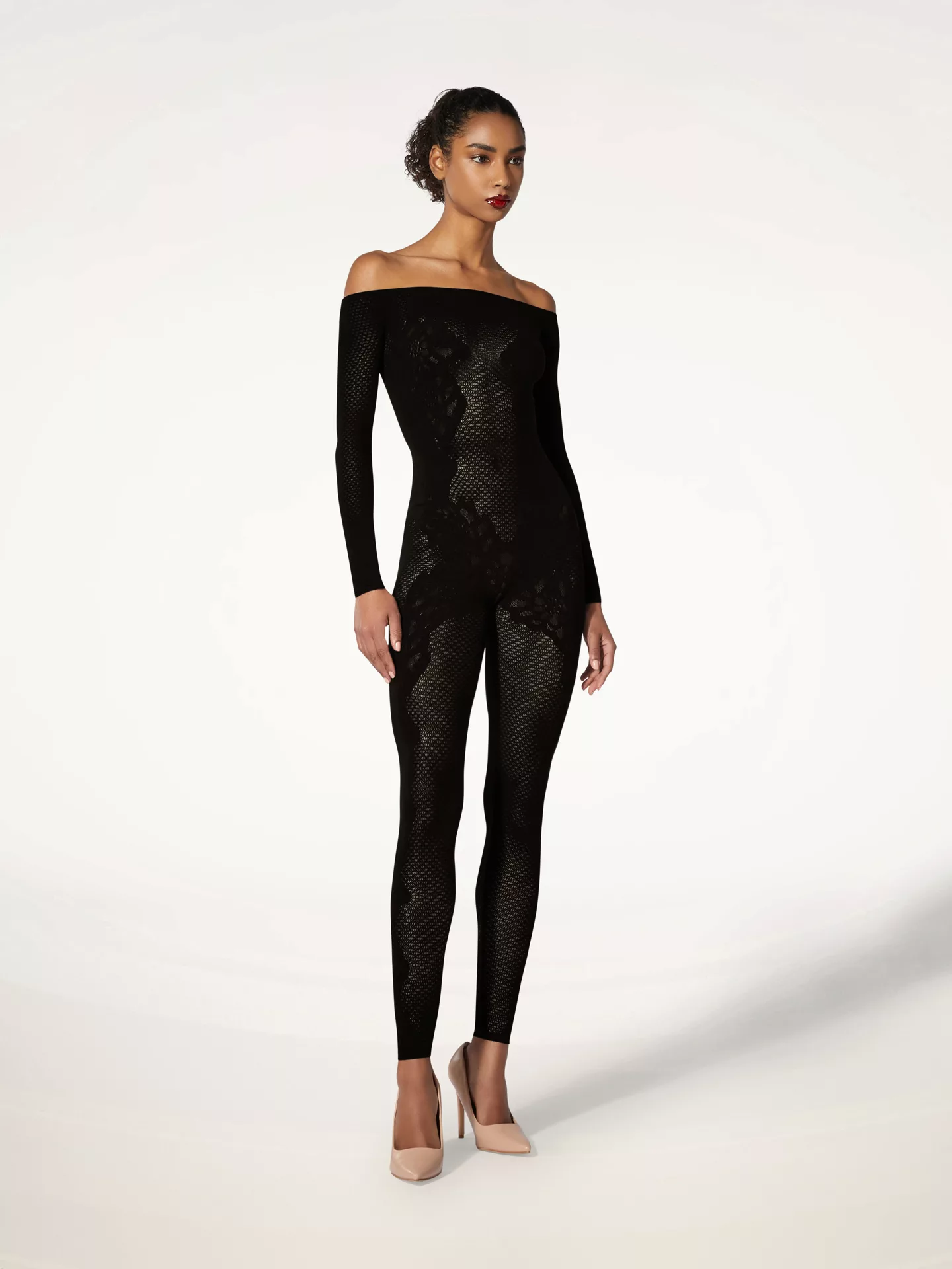 Wolford - Lace Tattoo Jumpsuit, Frau, black, Größe: L günstig online kaufen