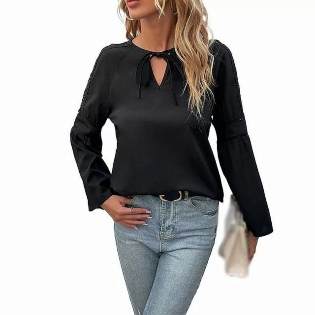 AFAZ New Trading UG Hemdbluse Modische Bluse mit langen Ärmeln und Spitzene günstig online kaufen