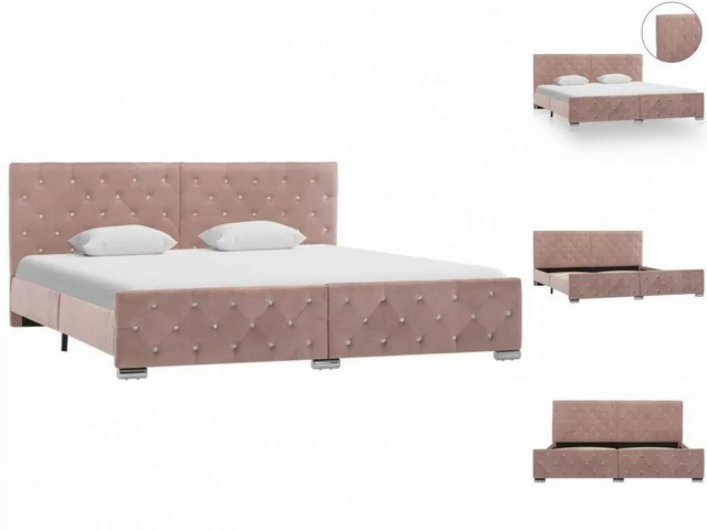 vidaXL Bettgestell Bettgestell Rosa Stoff 180 x 200 cm Bett Bettrahmen Dopp günstig online kaufen