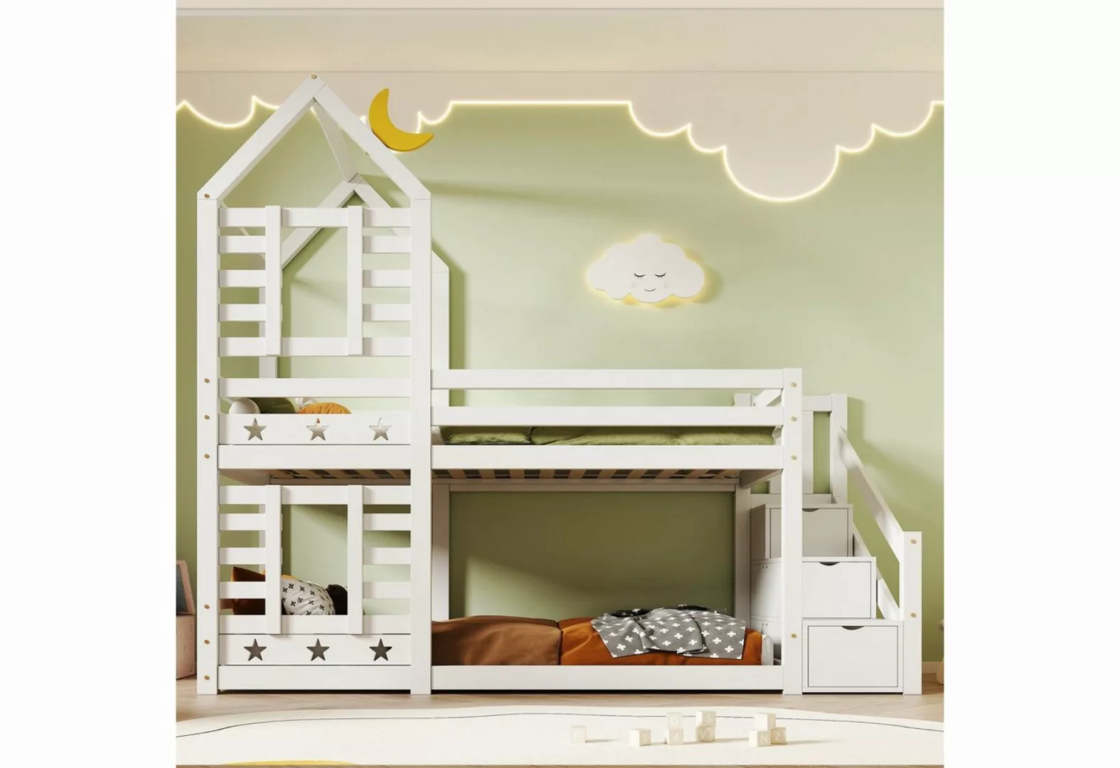 Ulife Kinderbett Baumhaus mit Schublade und Rausfallschutz 90 x 200 cm, Hoc günstig online kaufen