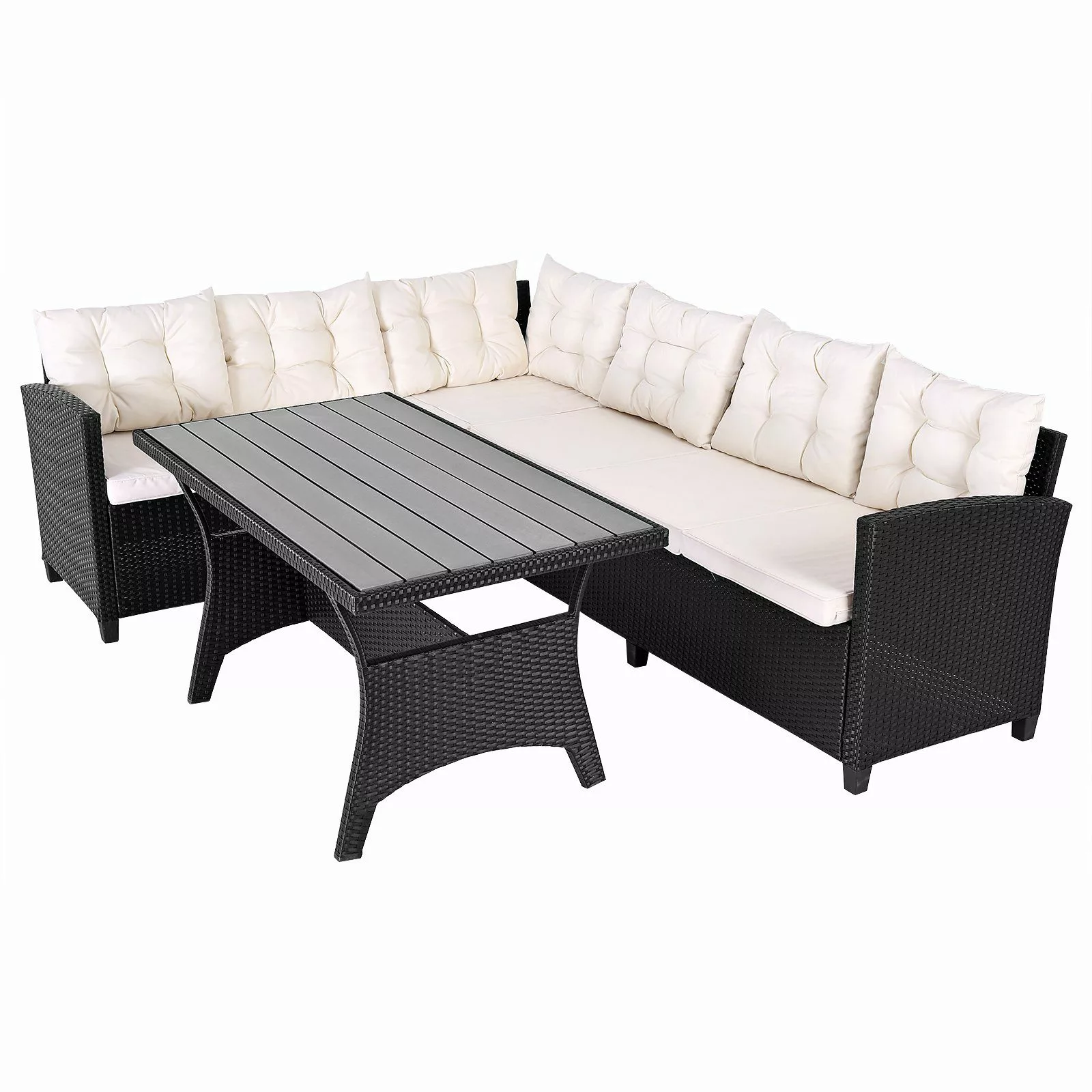 Casaria Gartenlounge-Set Lissabon, Polyrattan WPC Esstisch günstig online kaufen
