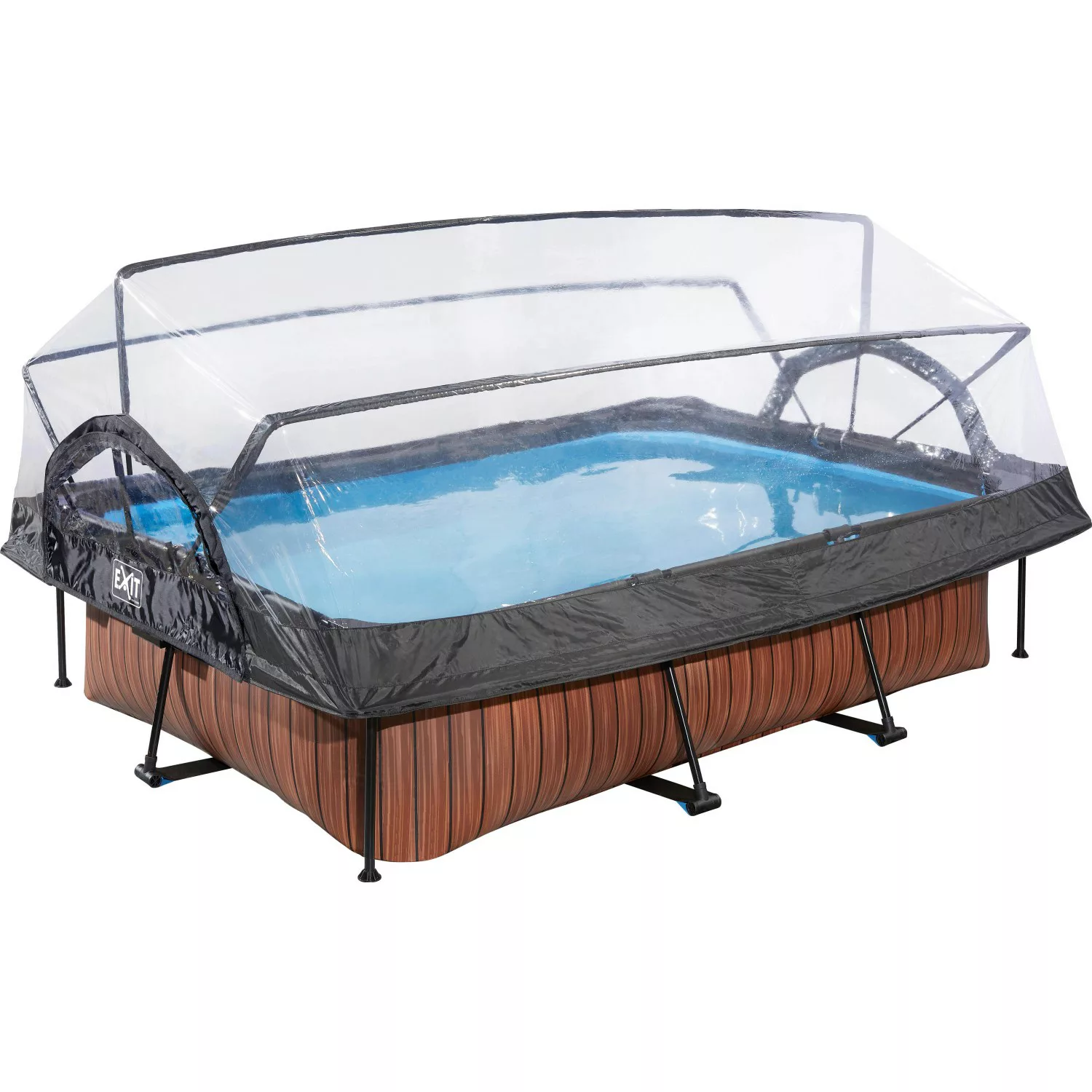 EXIT Wood Pool Braun 300x200x65cm m. Filterpumpe u. Abdeckung günstig online kaufen