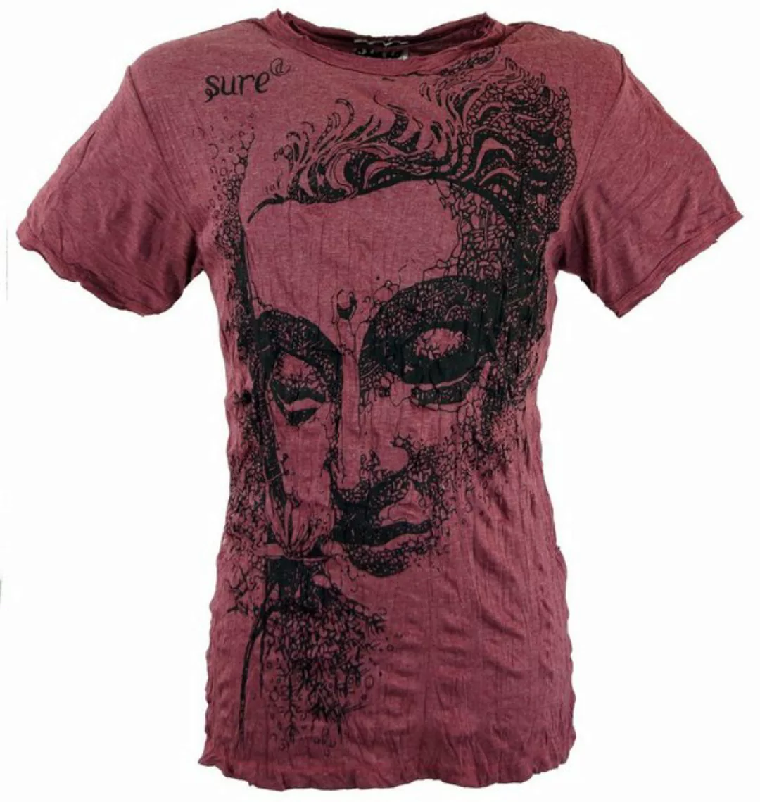 Guru-Shop T-Shirt Sure Herren T-Shirt Buddha - bordeaux Goa Style, Festival günstig online kaufen