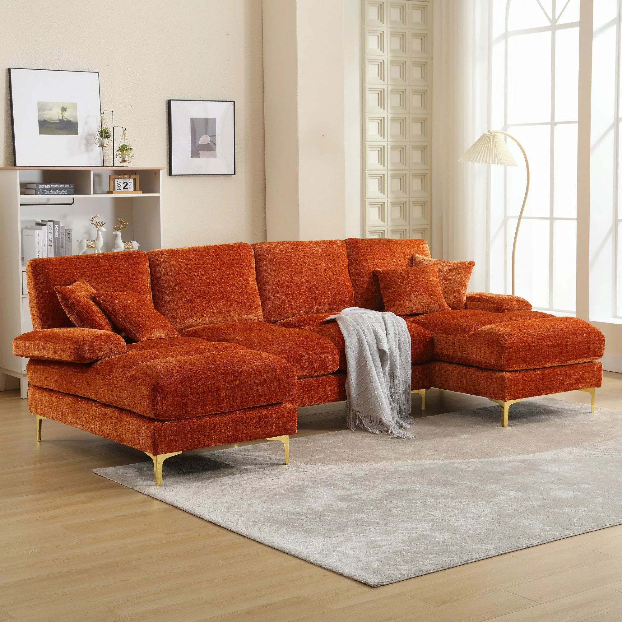 Odikalo Big-Sofa Chenille Sofa U-Form Lounge günstig online kaufen