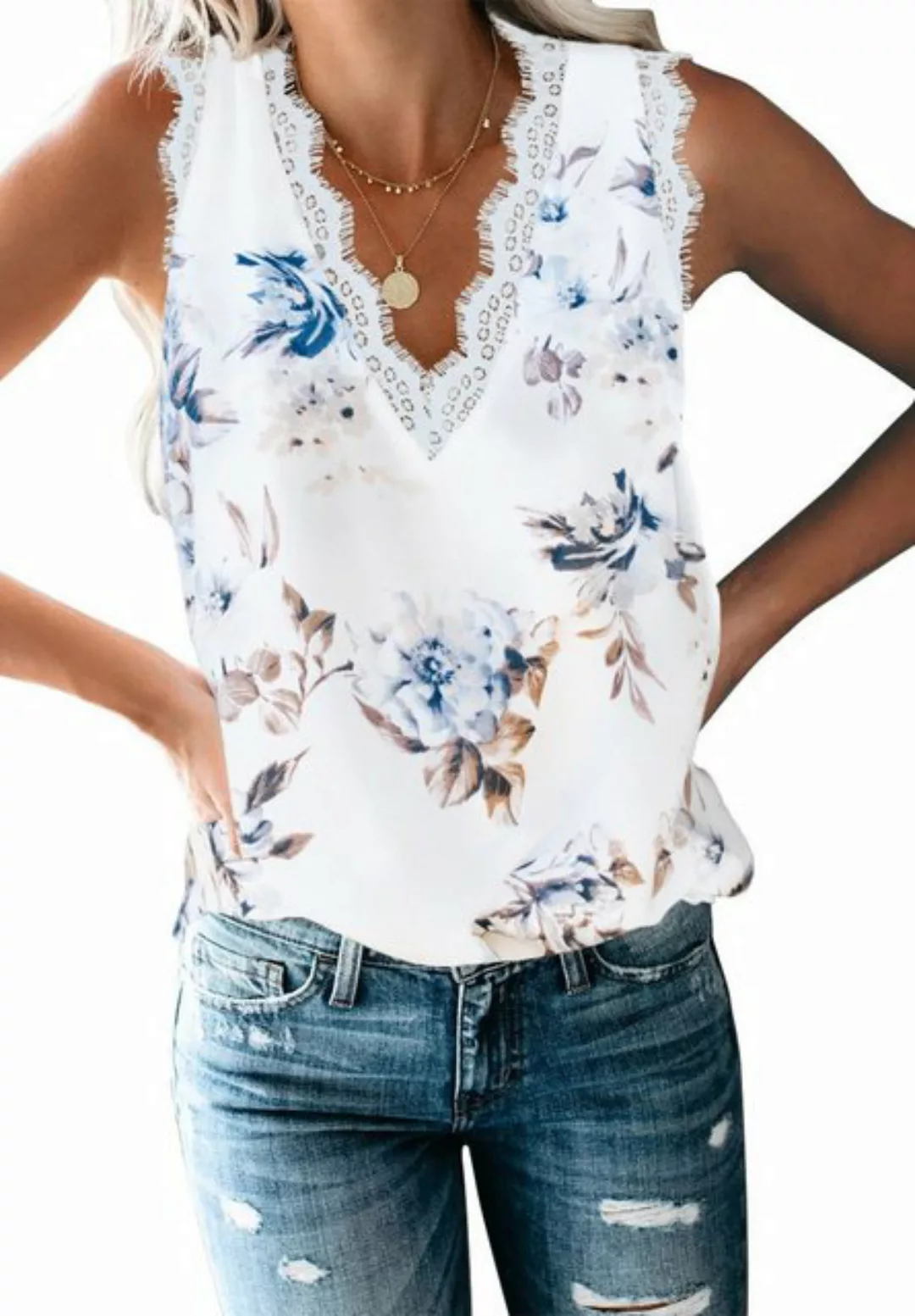 Opspring Blusentop Damen-T-Shirt mit Flügelärmeln Sommer-Tanktop schlicht l günstig online kaufen