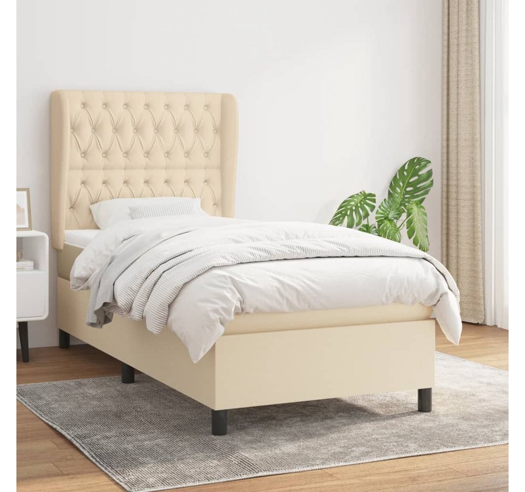 vidaXL Boxspringbett Boxspringbett mit Matratze Creme 100x200 cm Stoff Bett günstig online kaufen