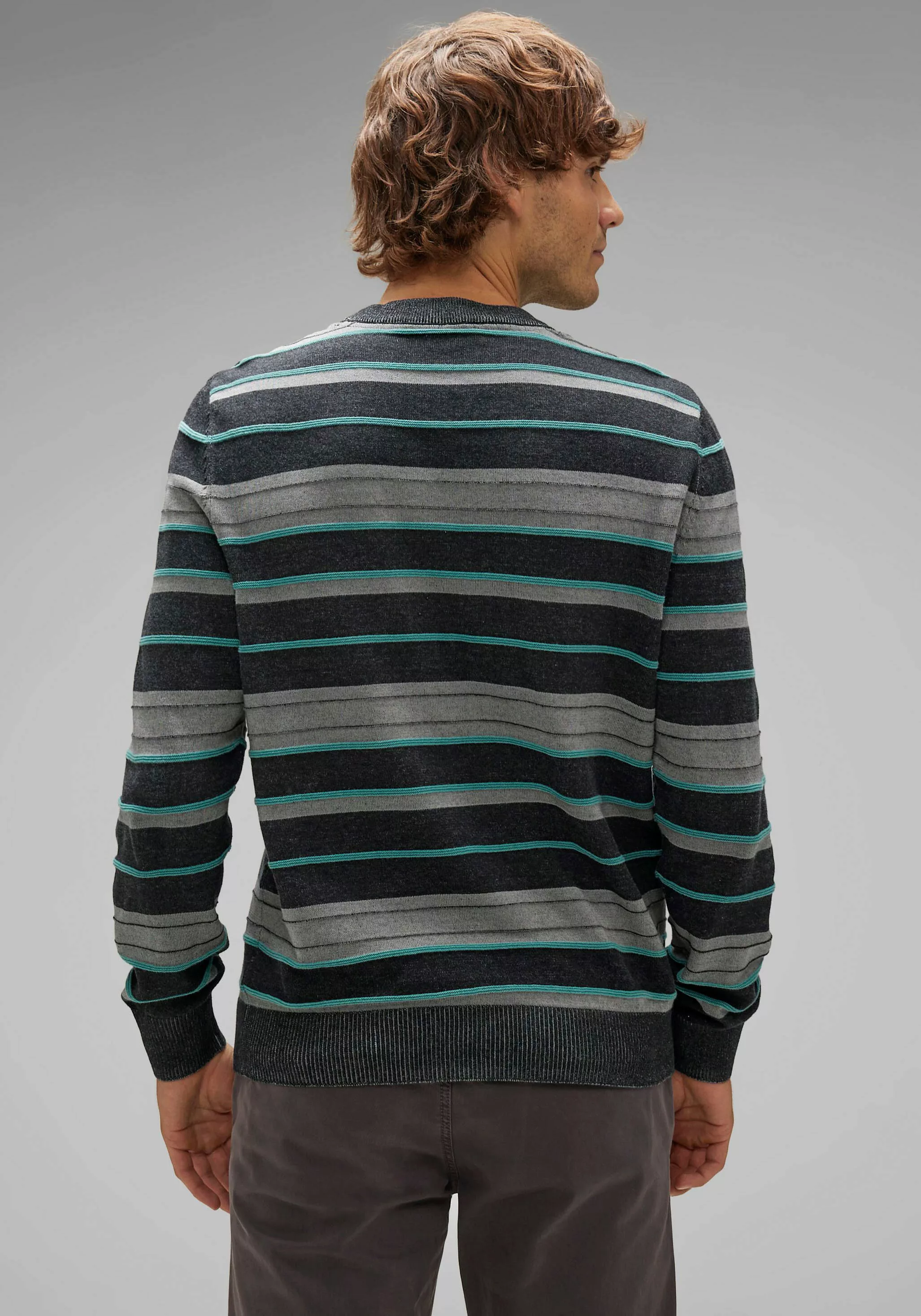 STREET ONE MEN Strickpullover mit Rippstrickdetails günstig online kaufen