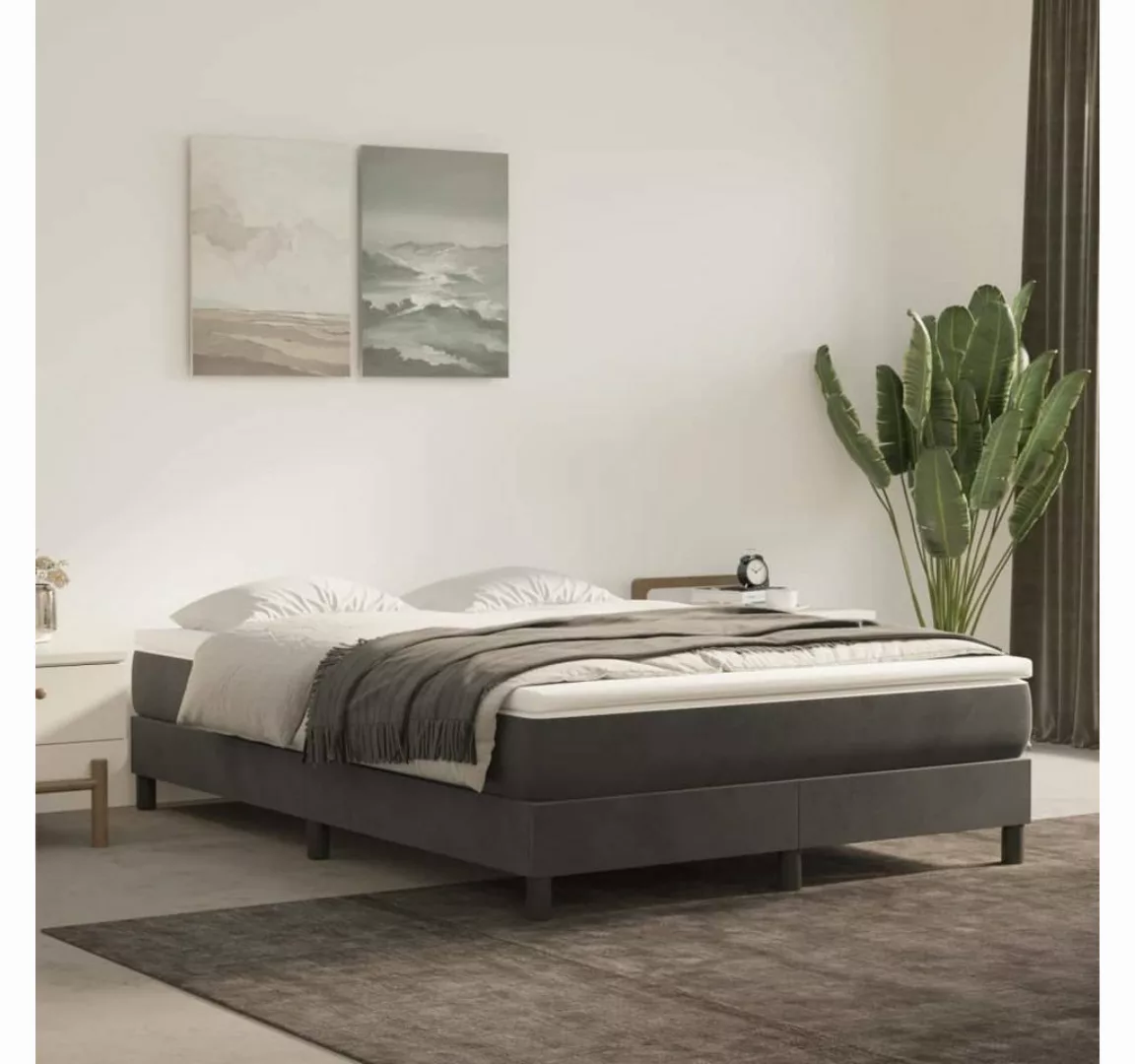 furnicato Bett Boxspringbett mit Matratze Dunkelgrau 140x200 cm Samt günstig online kaufen