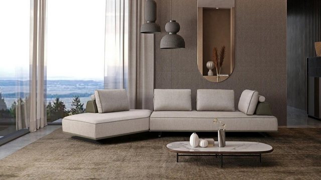 JVmoebel Ecksofa Ecksofa L Form Wohnzimmer Sofa Polstersofa Grau Stoffsofa günstig online kaufen