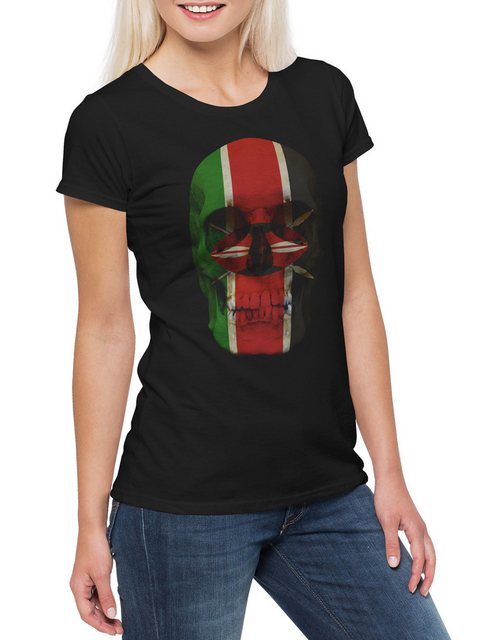 Urban Backwoods Print-Shirt Classic Kenya Skull Flag Damen T-Shirt Totenkop günstig online kaufen