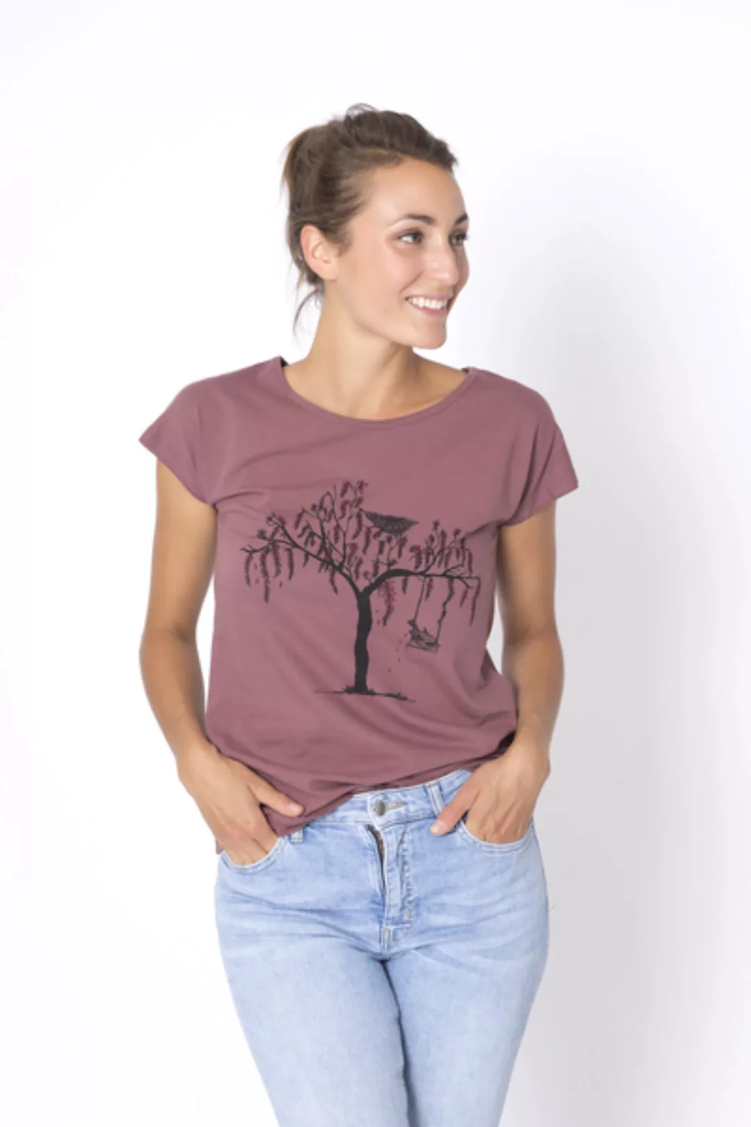 Bio T-shirt "Lea Vogel Mauve" günstig online kaufen
