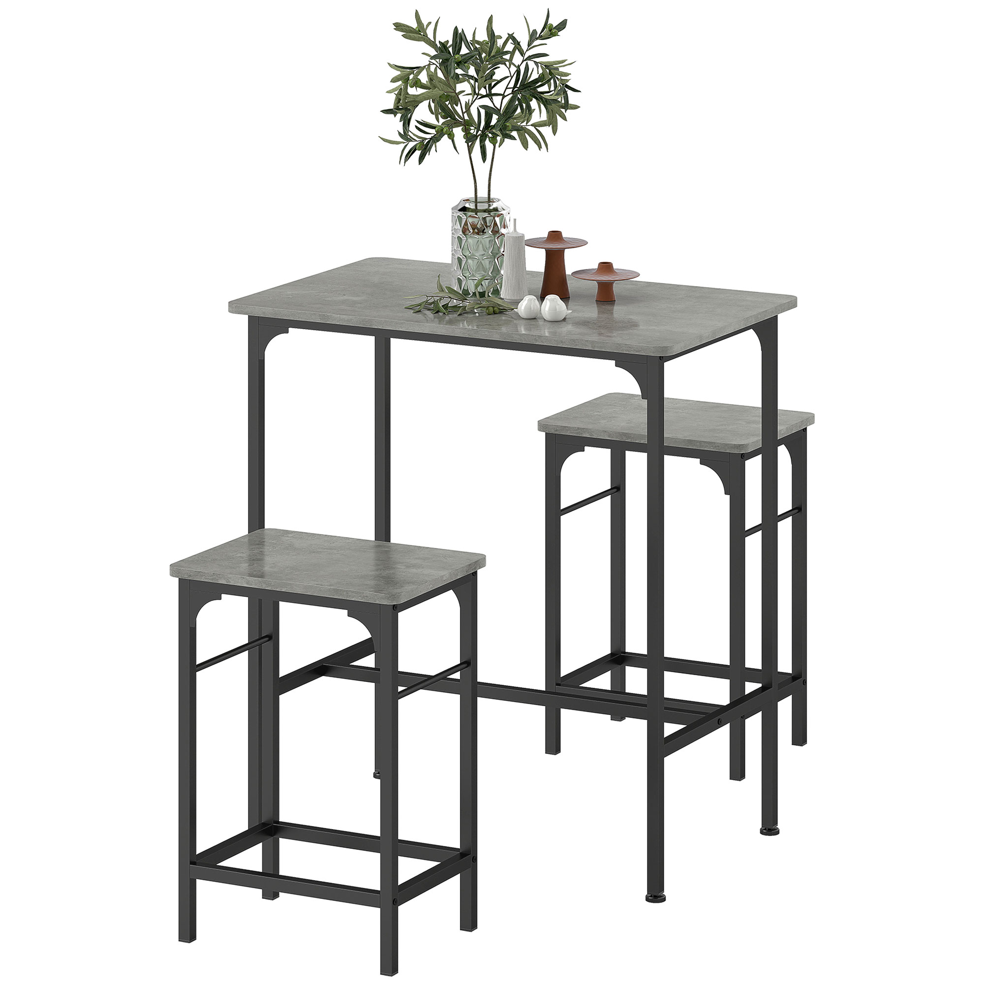 HOMCOM Bartisch Set Bartisch mit Barhocker-Set Esstisch mit 2 Stühlen mit R günstig online kaufen