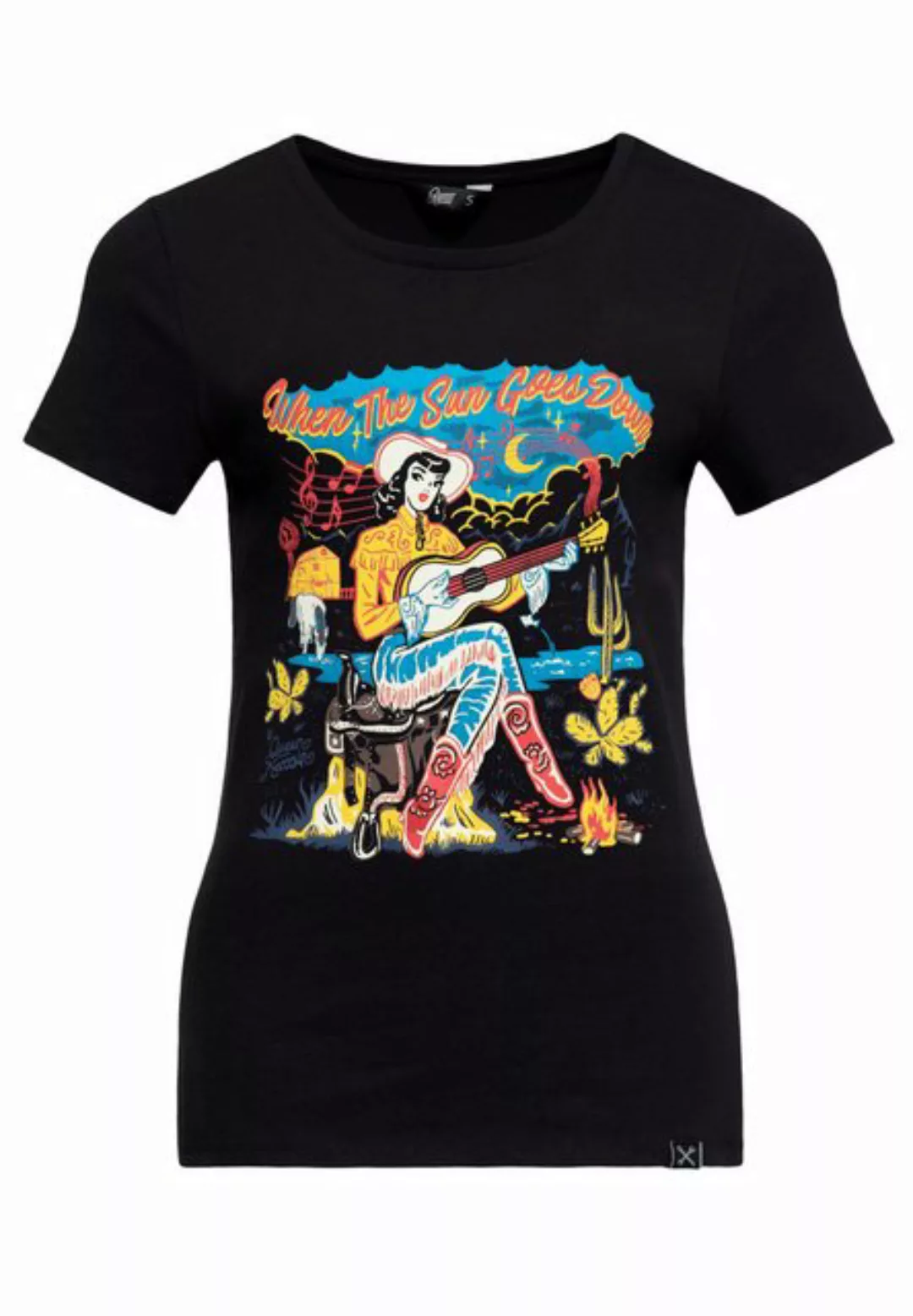 QueenKerosin T-Shirt When The Sun Goes Down (1-tlg) Western Style Artwork günstig online kaufen