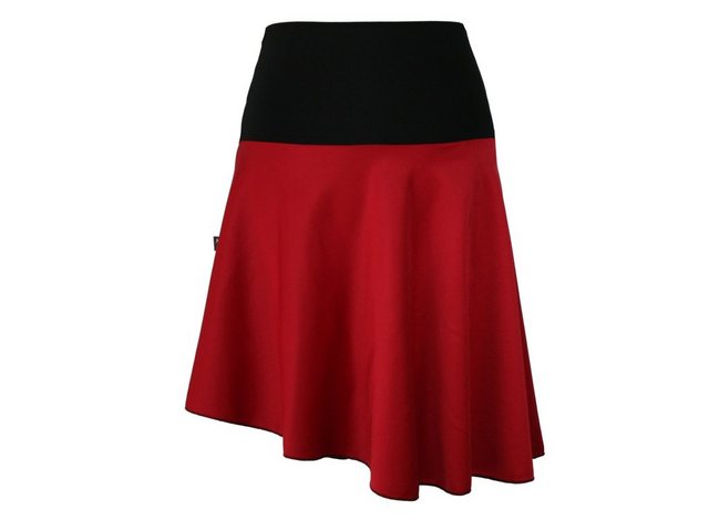 dunkle design Jerseyrock Asymmetrisch Grau Rot Grün Mini elastischer Bund günstig online kaufen