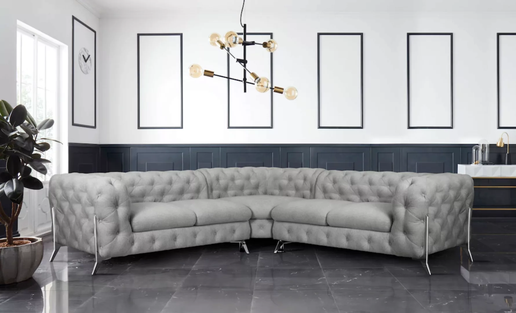 Leonique Chesterfield-Sofa "Amaury L-Form", Chesterfield-Optik, Breite/Tief günstig online kaufen