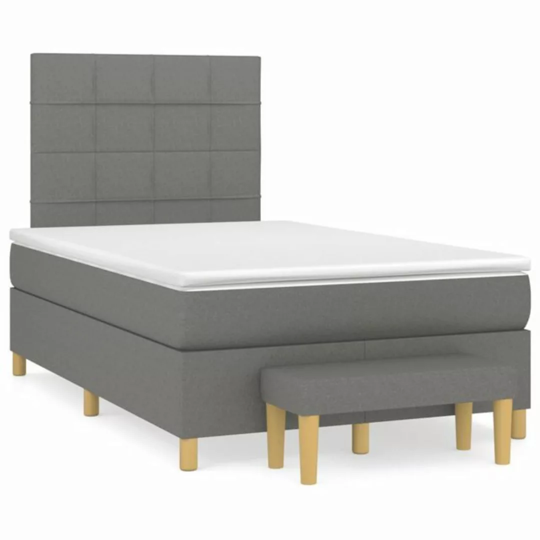 vidaXL Bettgestell Boxspringbett mit Matratze Dunkelgrau 120x200 cm Stoff B günstig online kaufen