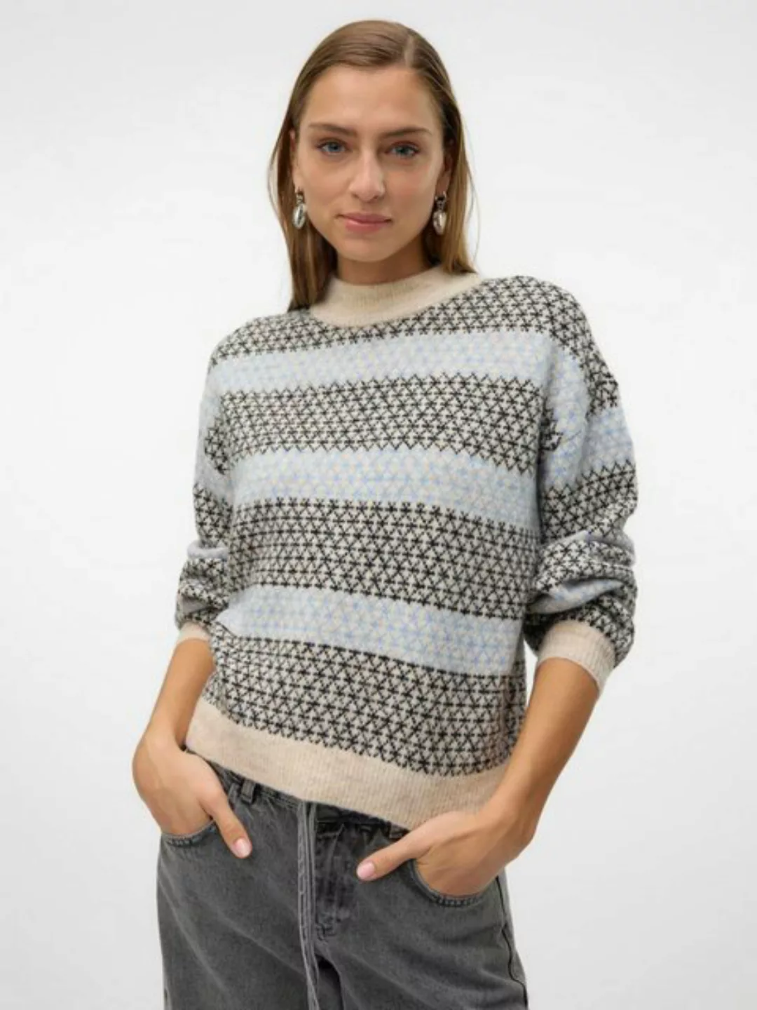 Vero Moda Strickpullover VMTRIXIE LS HIGHNECK PULLOVER GA BOO mit Strickmus günstig online kaufen