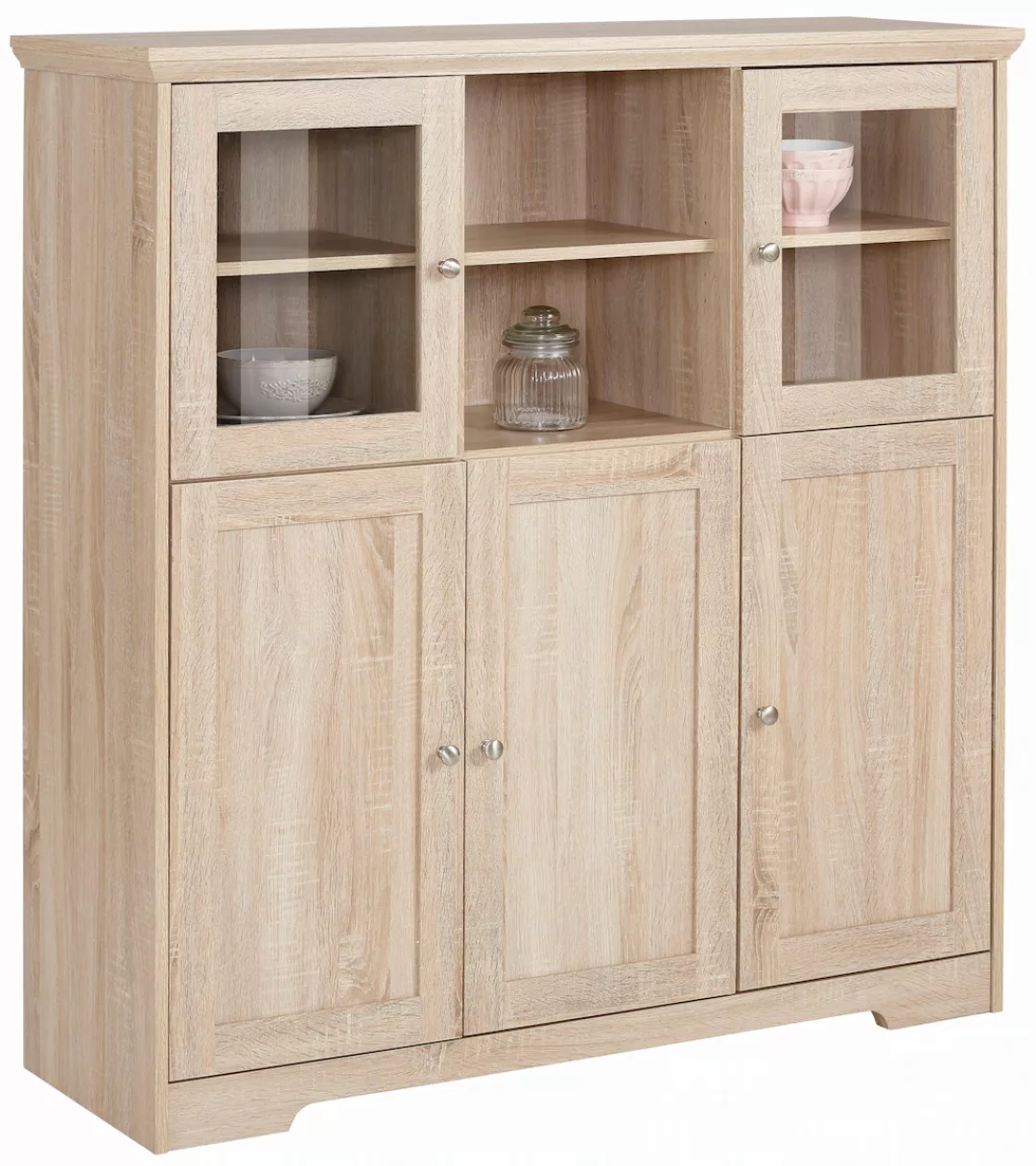 Home affaire Highboard "Nanna", Vitrine in Eichen-Optik, Breite 118 cm günstig online kaufen