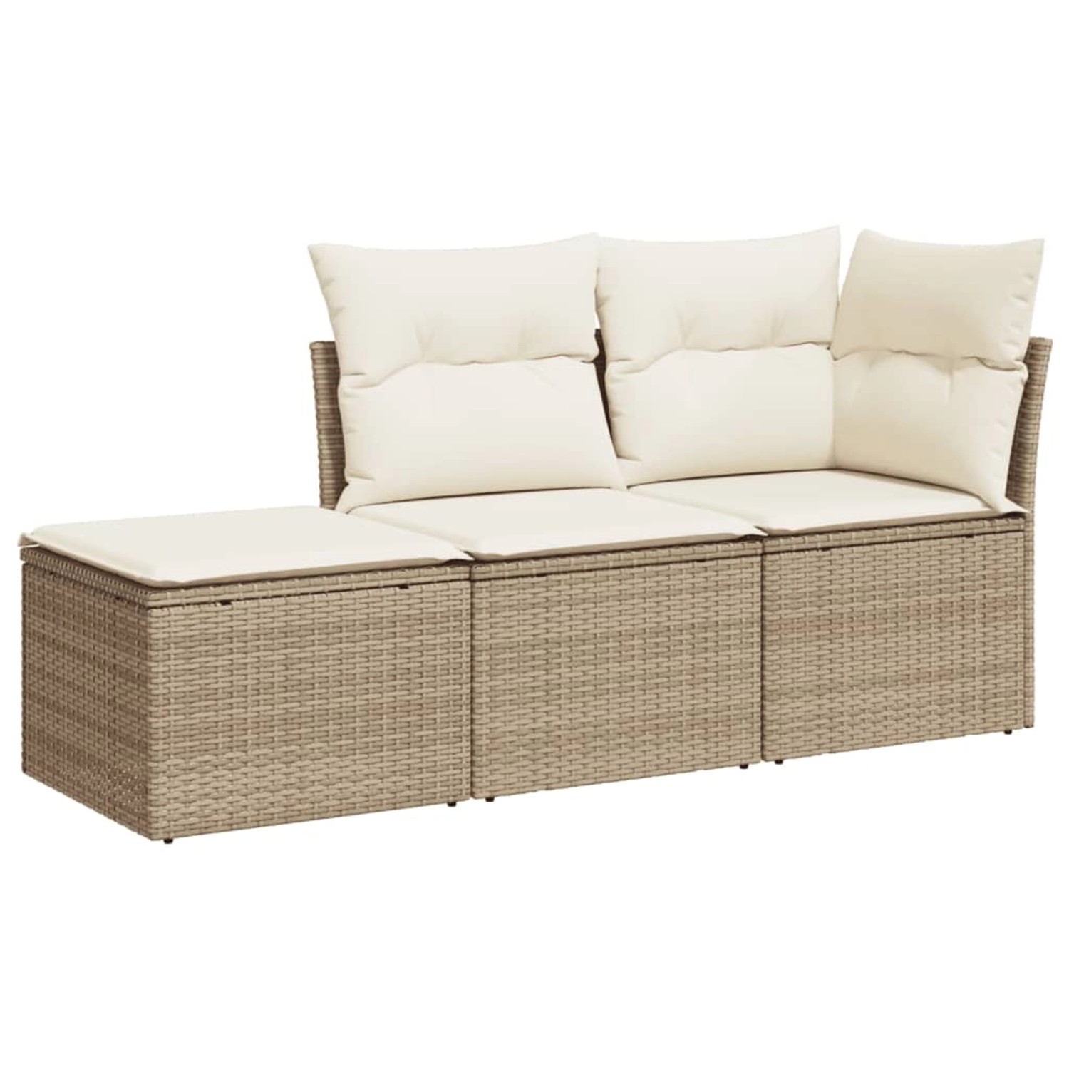 vidaXL 3-Tlg Garten-Sofagarnitur mit Kissen Beige Poly Rattan 3249307 günstig online kaufen