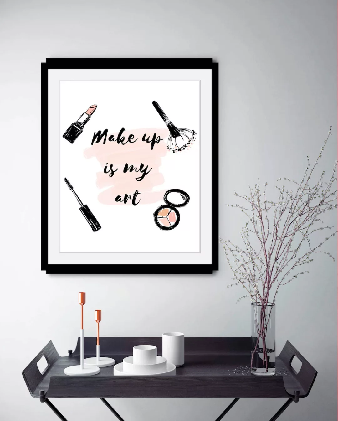 queence Bild "Make up", Schwarz-Weiß-Schriftzug-Motivationsbilder-Fashion-F günstig online kaufen