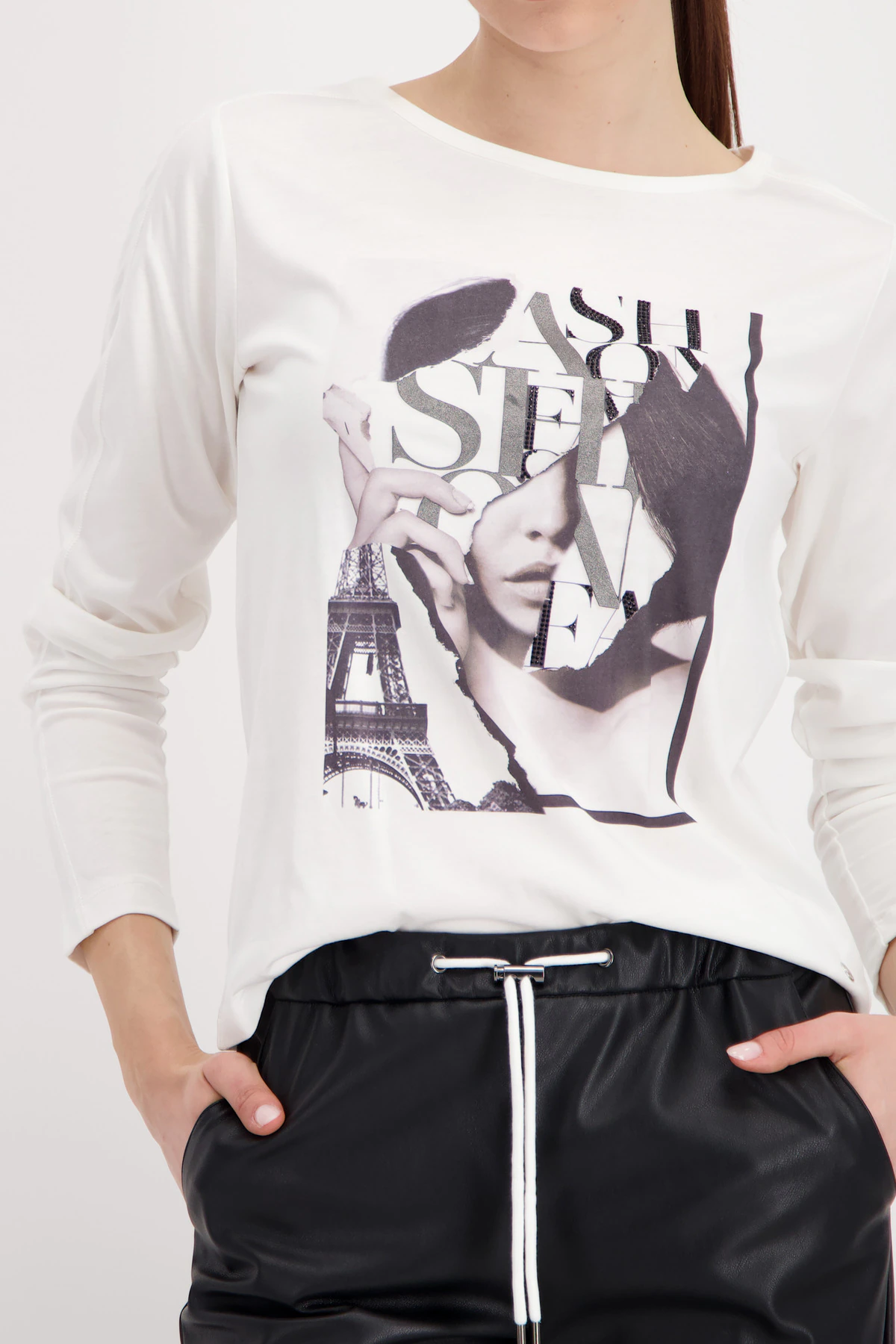 Monari Langarmshirt "Shirt Frau Schrift", Regular fit mit Rundhalsausschnit günstig online kaufen