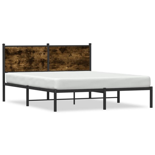 vidaXL Bett, Metallbett ohne Matratze Braun Eichen-Optik 137x190 cm günstig online kaufen