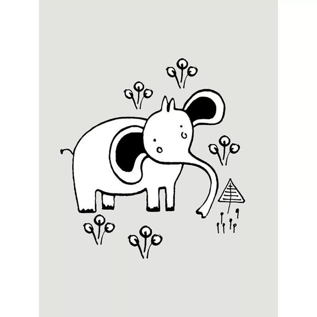 Komar Poster Scribble Elephant Elefant B/L: ca. 30x40 cm günstig online kaufen