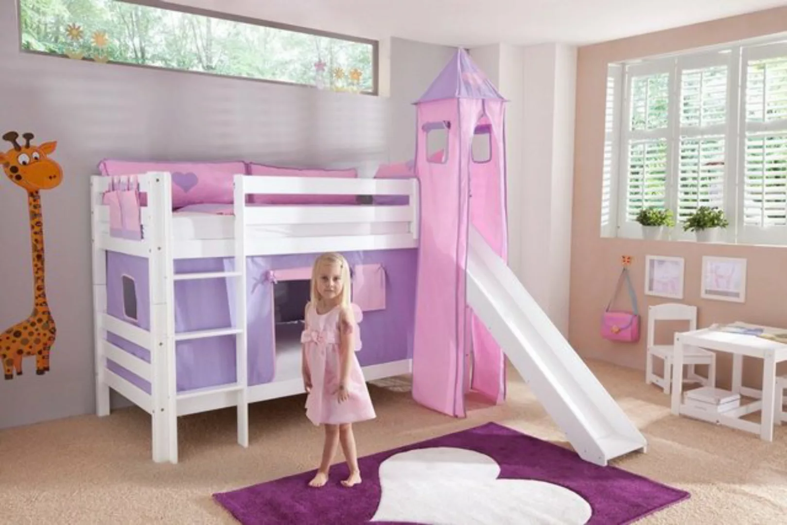 Natur24 Kinderbett Etagenbett Benni Weiß Lackiert Buche Massiv 90x200 cm mi günstig online kaufen