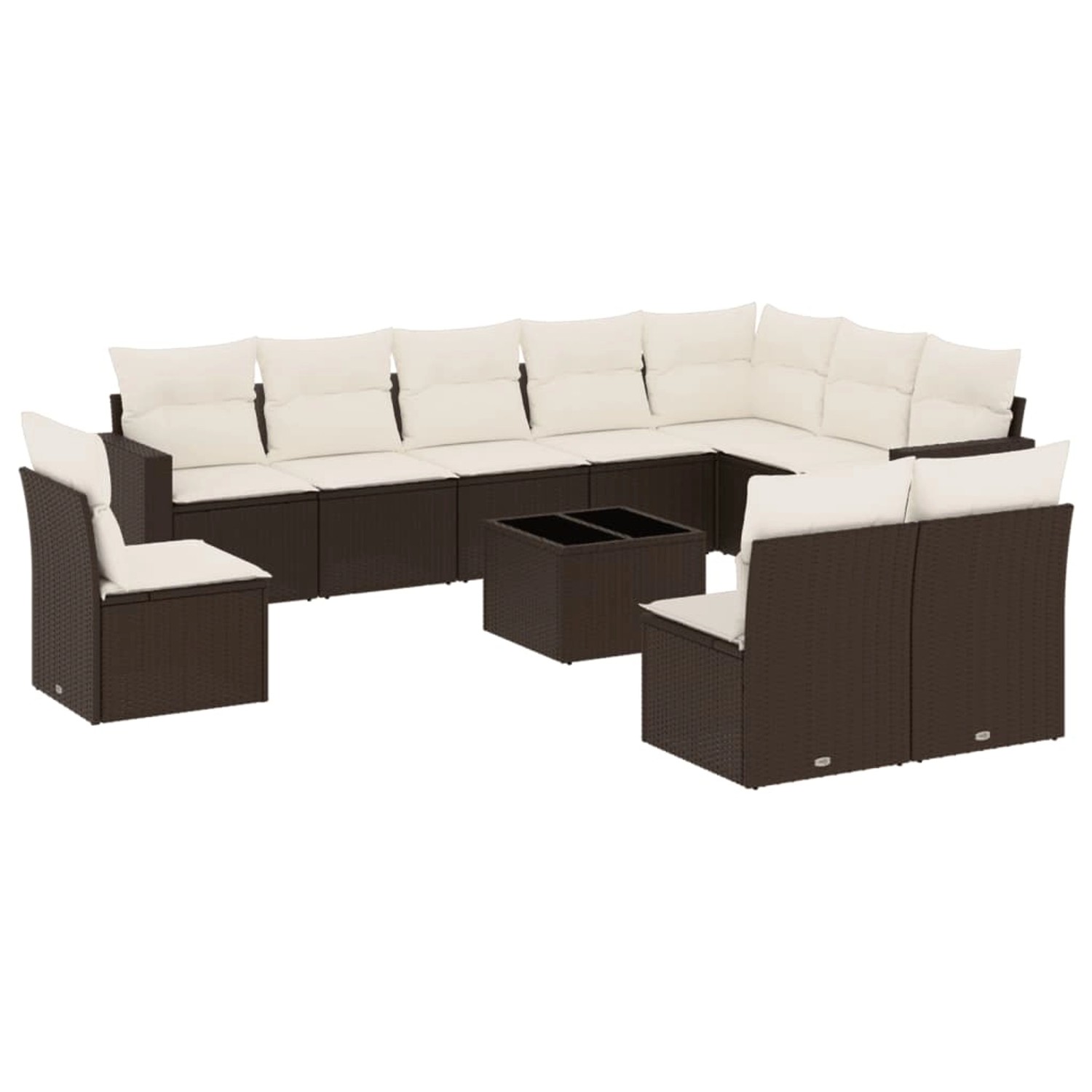 vidaXL 11-Tlg Garten-Sofagarnitur mit Kissen Braun Poly Rattan 3219113 günstig online kaufen