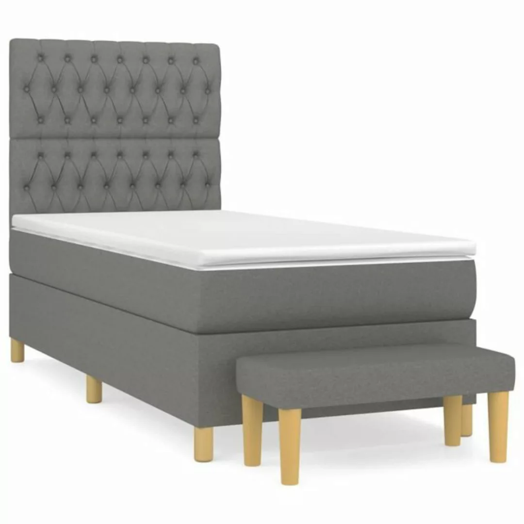 vidaXL Bettgestell Boxspringbett mit Matratze Dunkelgrau 90x200 cm Stoff Be günstig online kaufen