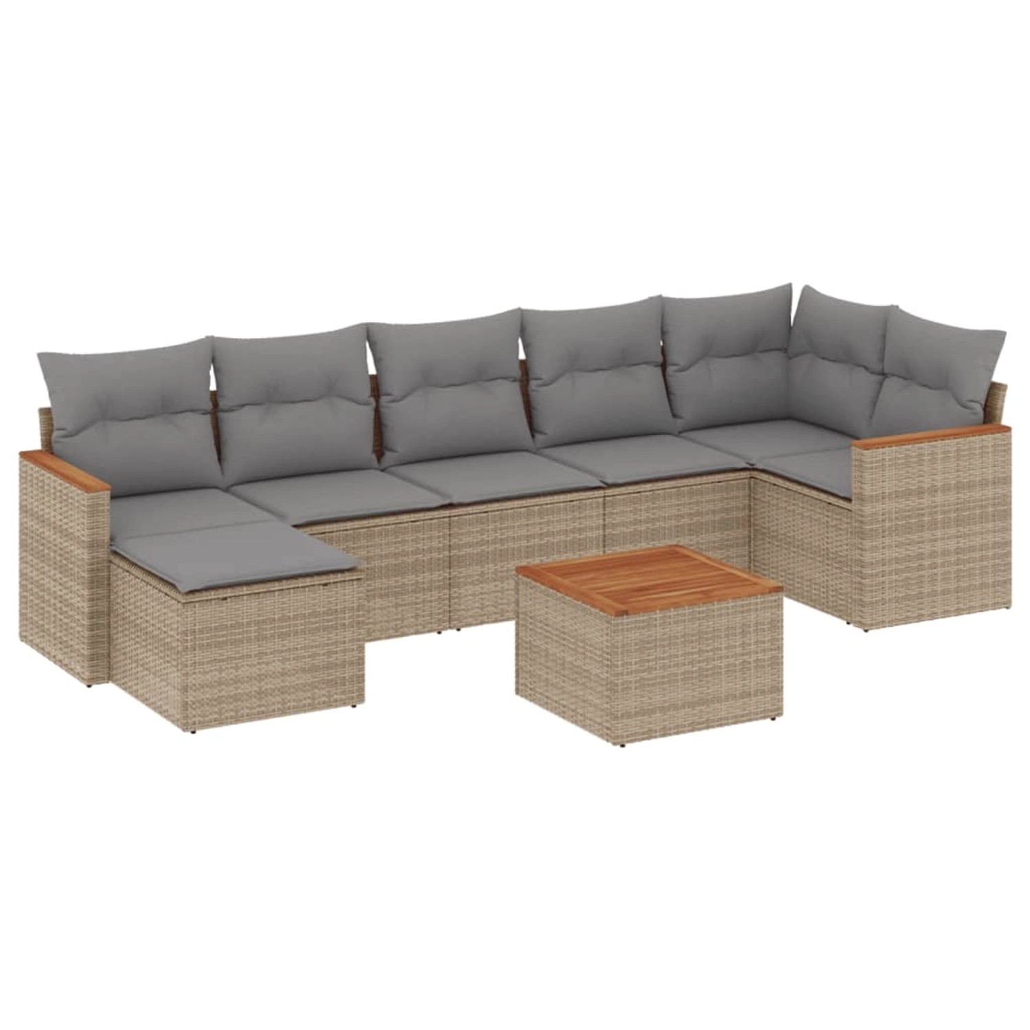 vidaXL 8-Tlg Garten-Sofagarnitur mit Kissen Beige Poly Rattan 3226199 günstig online kaufen
