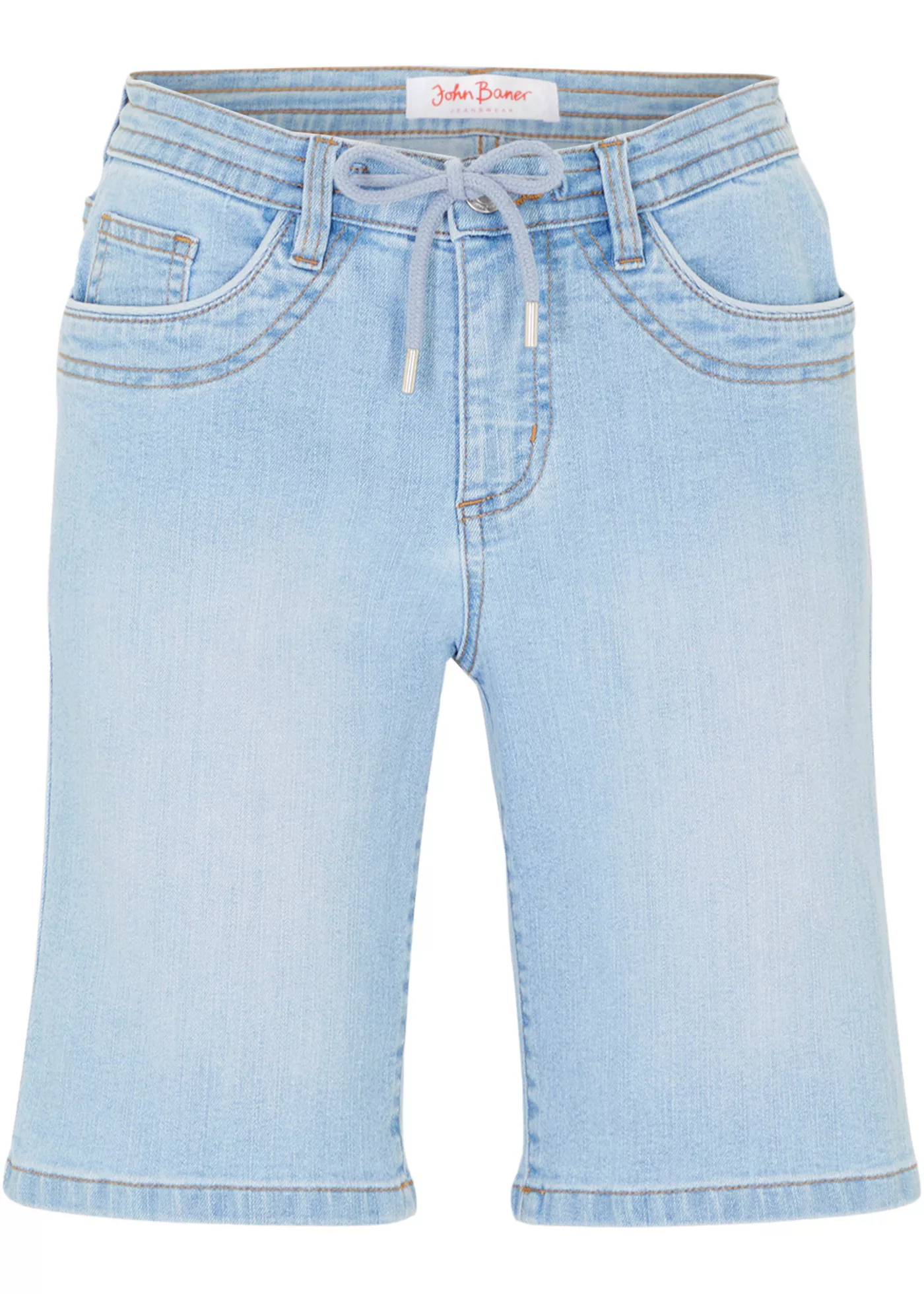 Komfort-Stretch-Jeans -Bermuda mit Bindeband günstig online kaufen