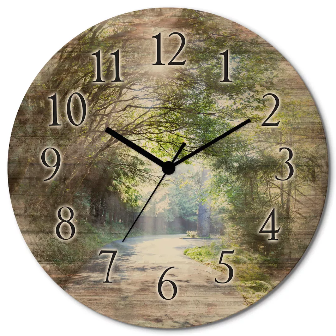 Artland Wanduhr "Sonniger Wald", wahlweise mit Quarz- oder Funkuhrwerk, lau günstig online kaufen