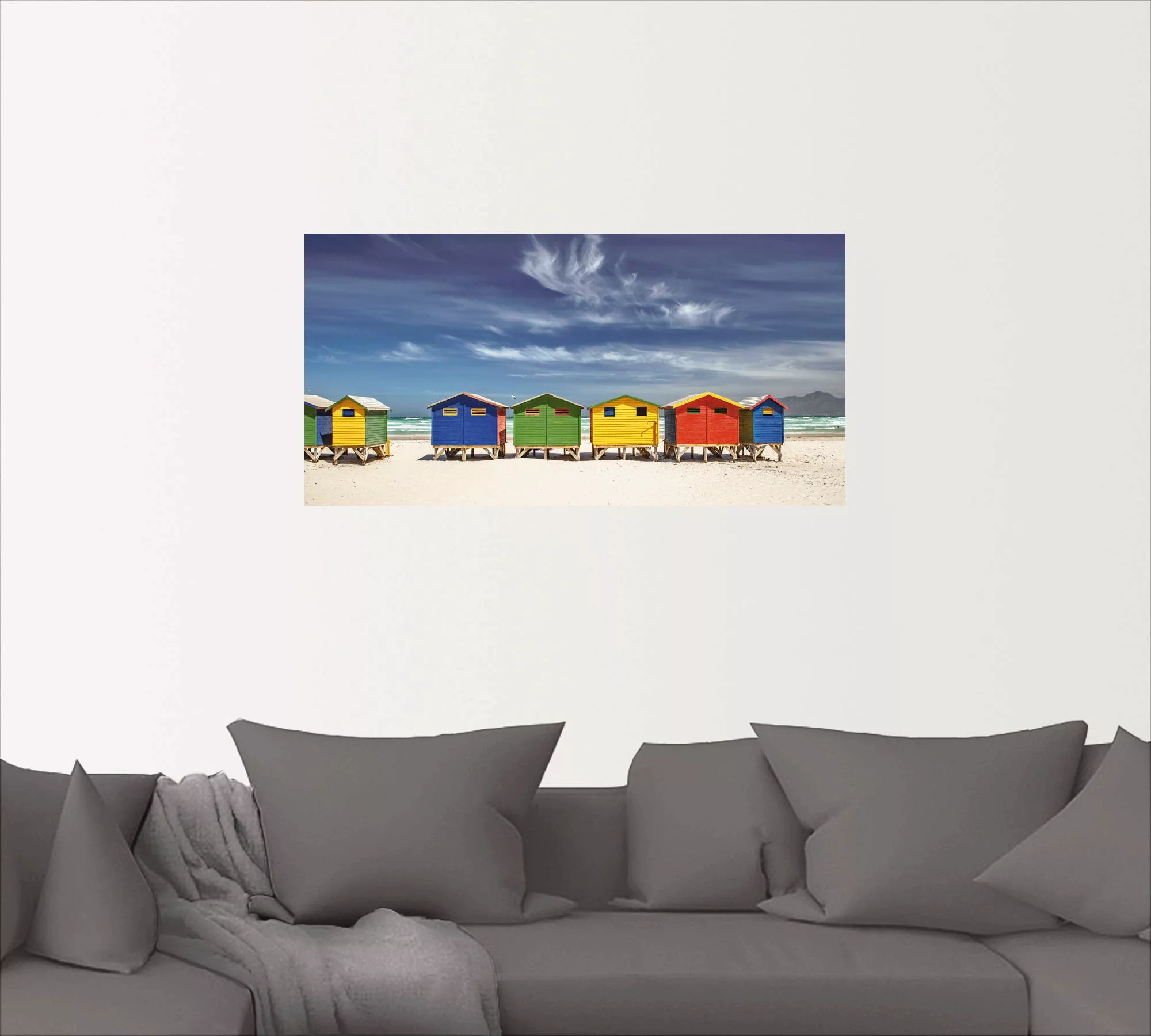 Artland Wandbild "Bunte Strandhäuser bei Kapstadt", Strandbilder, (1 St.), günstig online kaufen