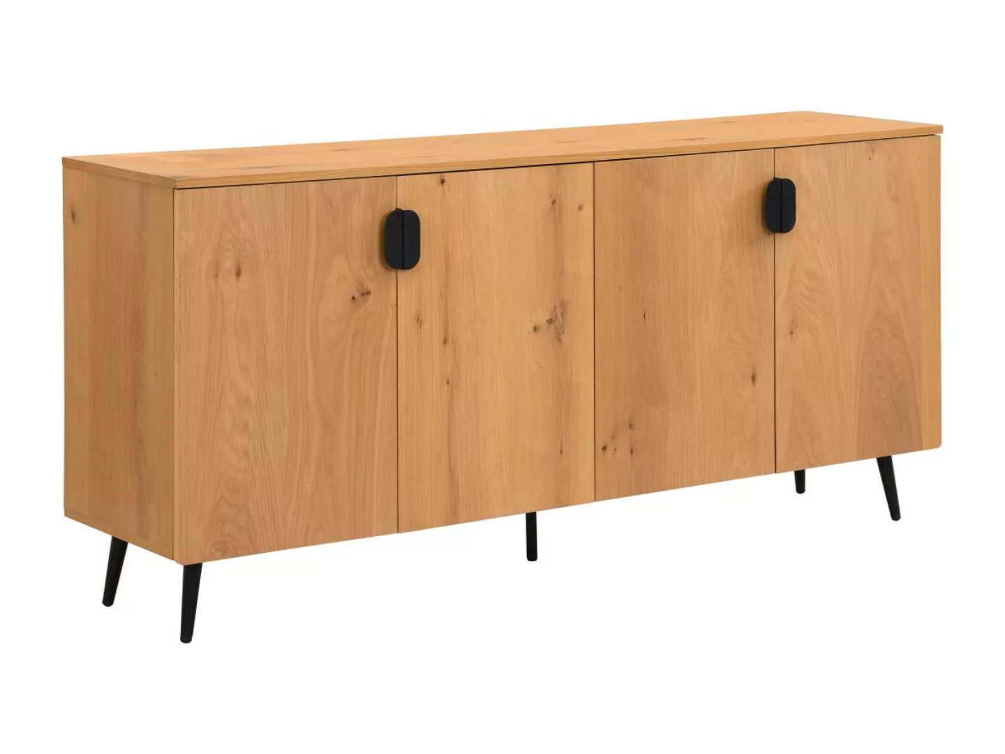 Sideboard mit 4 Türen - Eichenfurnier & Stahl - Holzfarben hell & Schwarz - günstig online kaufen