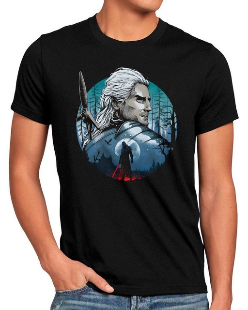 style3 T-Shirt White Wolf Hunting geralt riva der hexer the witcher günstig online kaufen