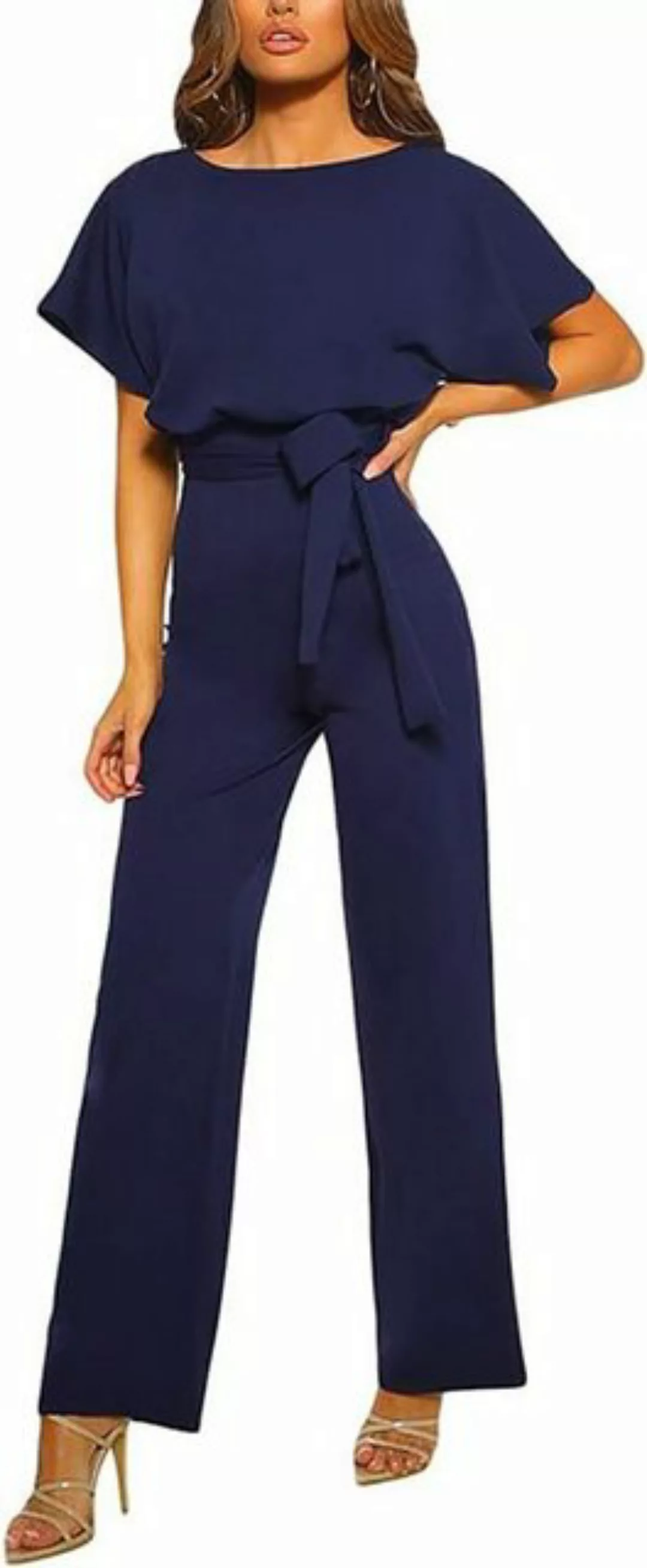 FIDDY Jumpsuit Damen-Overall mit langen Ärmeln und O-Ausschnitt, elegant, l günstig online kaufen