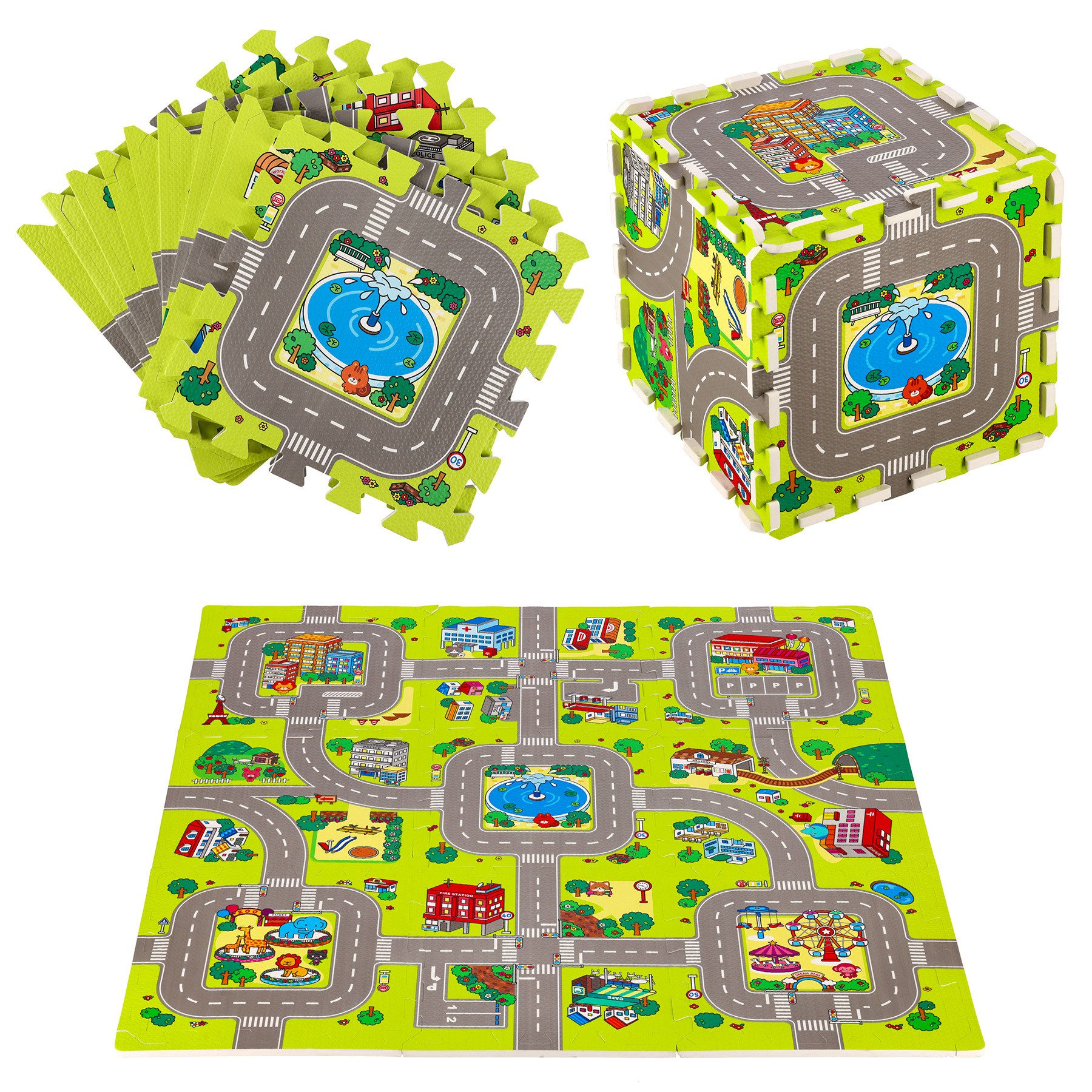 NILS FUN Spielmatte Krabbelmatte Straßen Puzzlematte günstig online kaufen