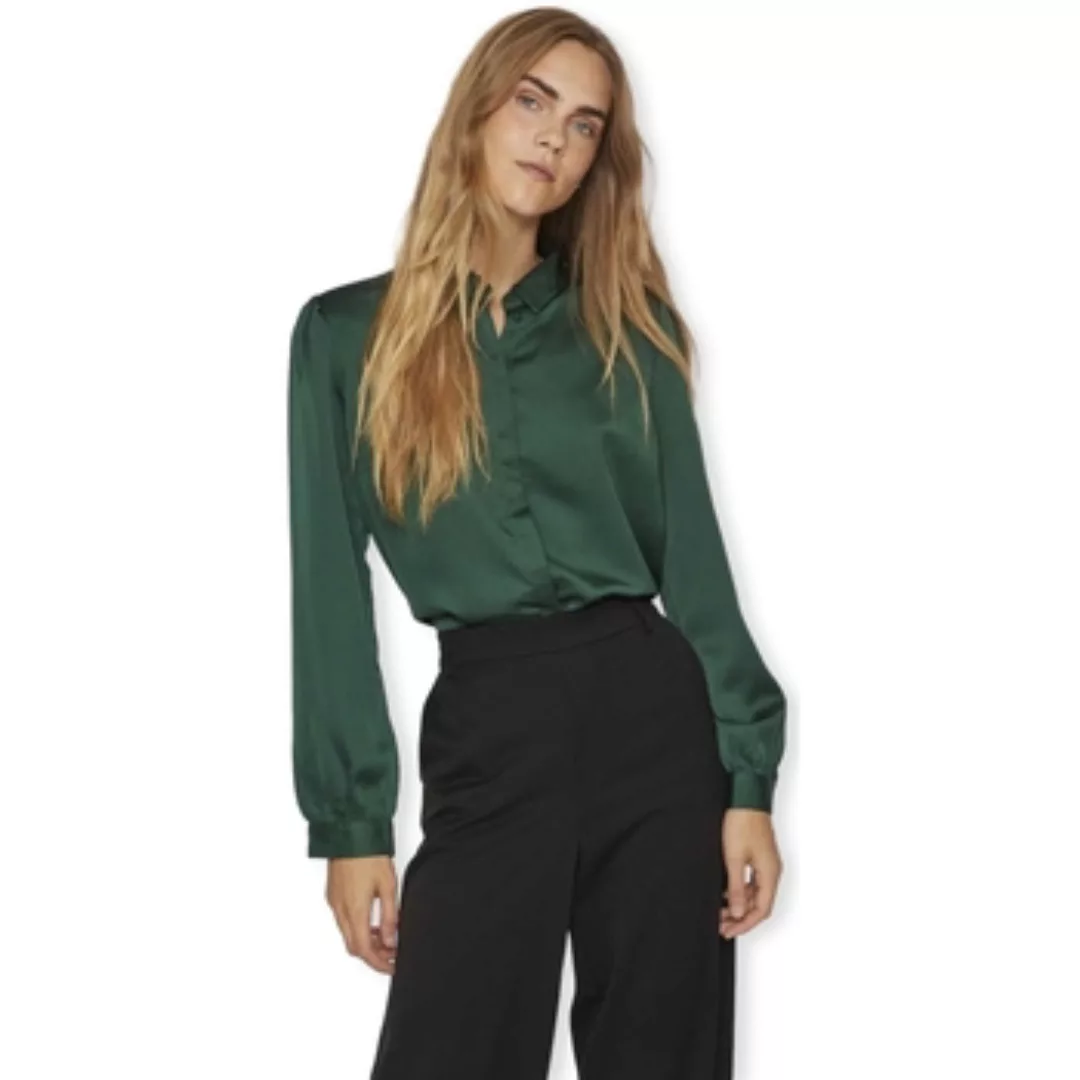 Vila  Blusen Noos Ellette Satin Shirt L/S - Pineneedle günstig online kaufen