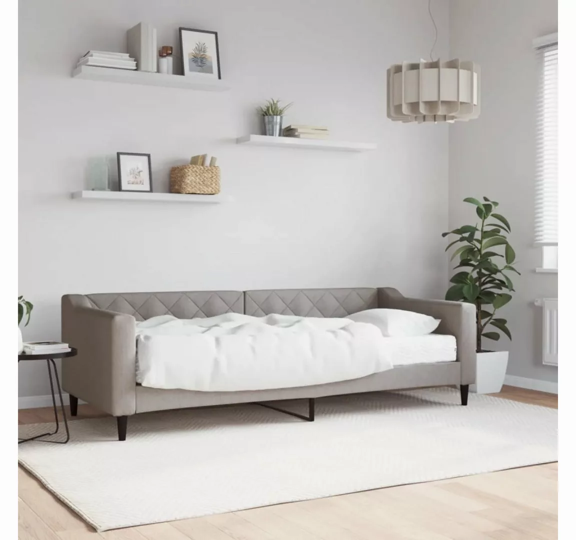 vidaXL Gästebett Gästebett Tagesbett mit Matratze Taupe 80x200 cm Stoff Bet günstig online kaufen