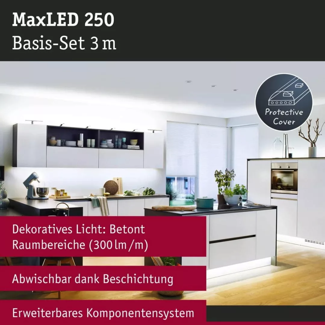 LED Strip MaxLED Starterset in Silber 12W 720lm IP44 6500K 3000mm günstig online kaufen