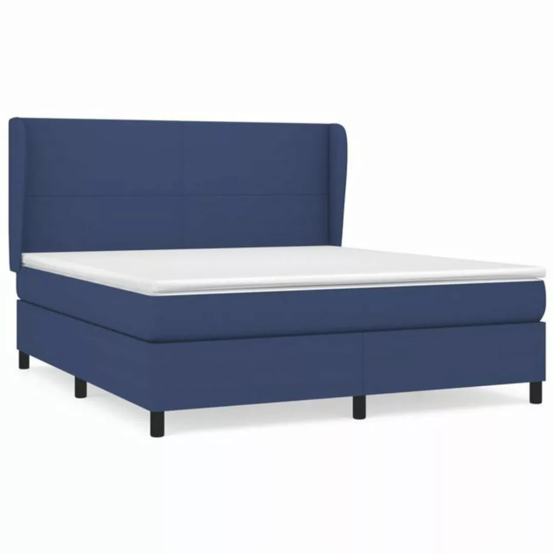 vidaXL Bettgestell Boxspringbett mit Matratze Blau 180x200 cm Stoff Bett Be günstig online kaufen