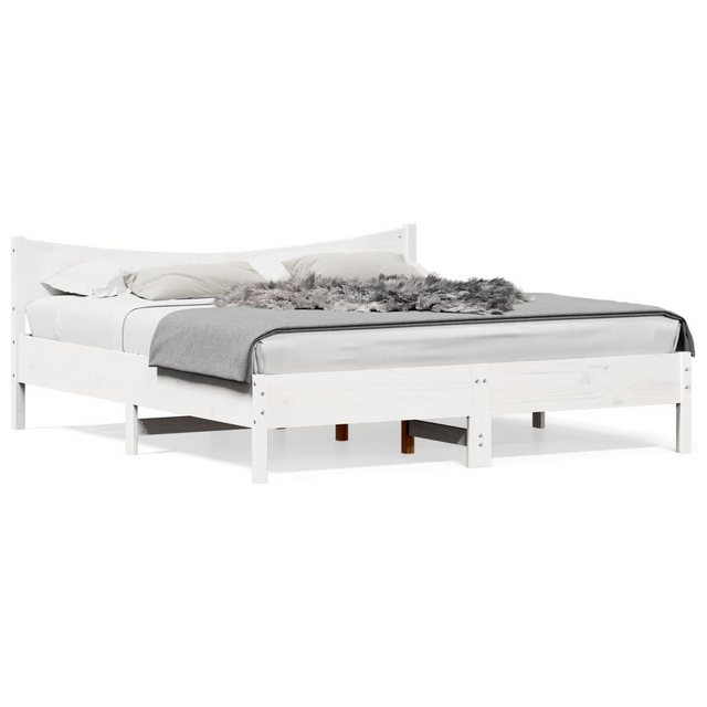 vidaXL Bett Massivholzbett mit Kopfteil Weiß 200x200 cm Kiefer günstig online kaufen