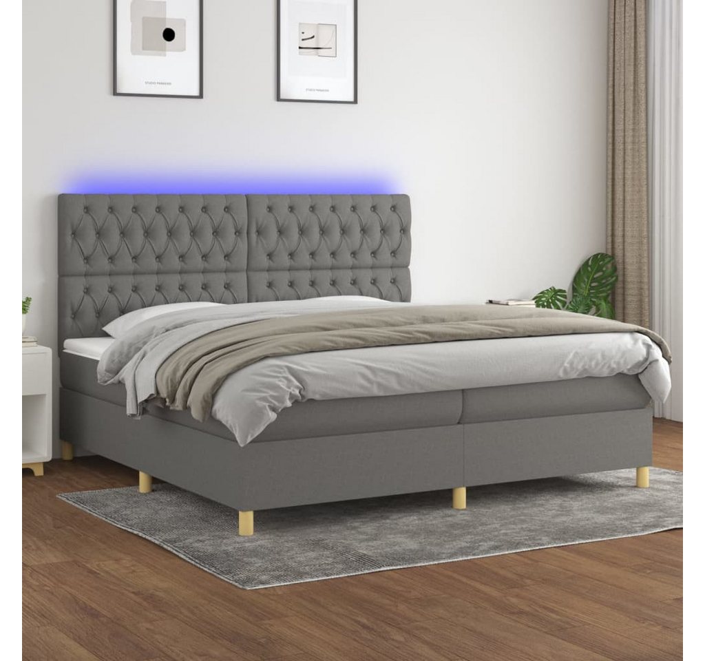 vidaXL Boxspringbett Boxspringbett mit Matratze LED Dunkelgrau 200x200 cm S günstig online kaufen