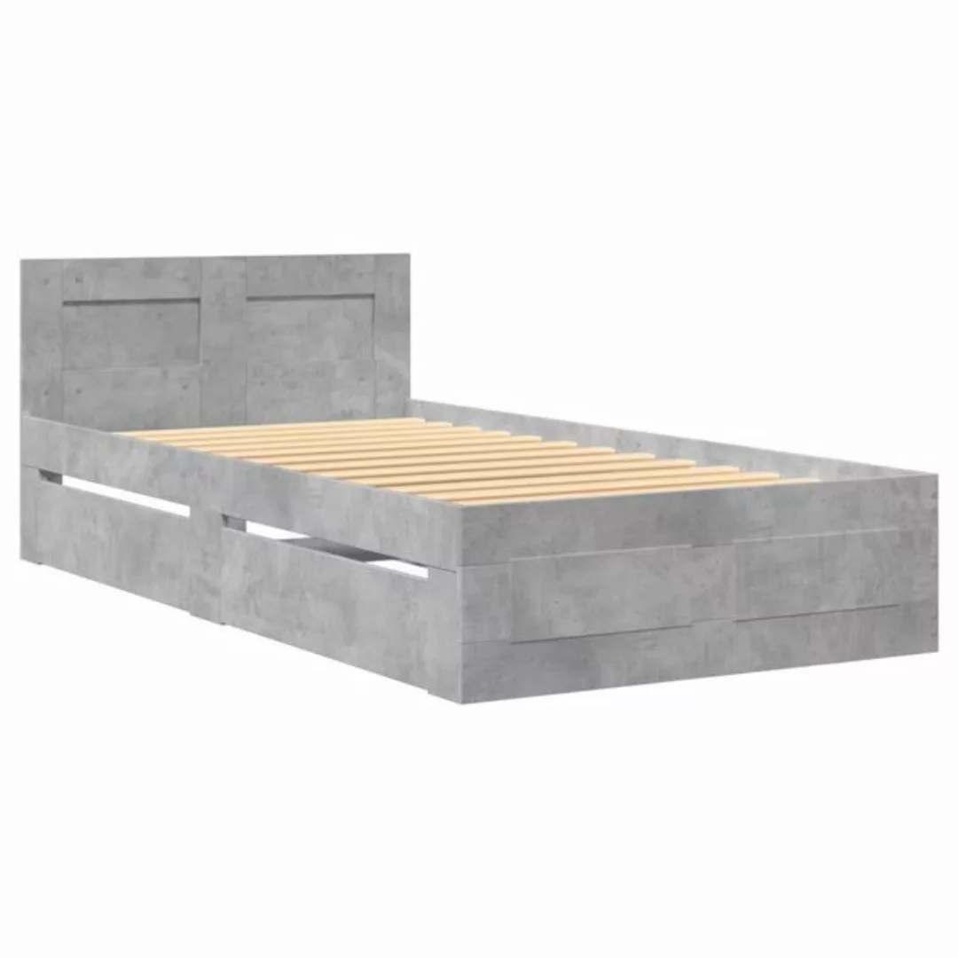 vidaXL Bett Bettgestell mit Kopfteil Betongrau 90x190 cm Holzwerkstoff günstig online kaufen