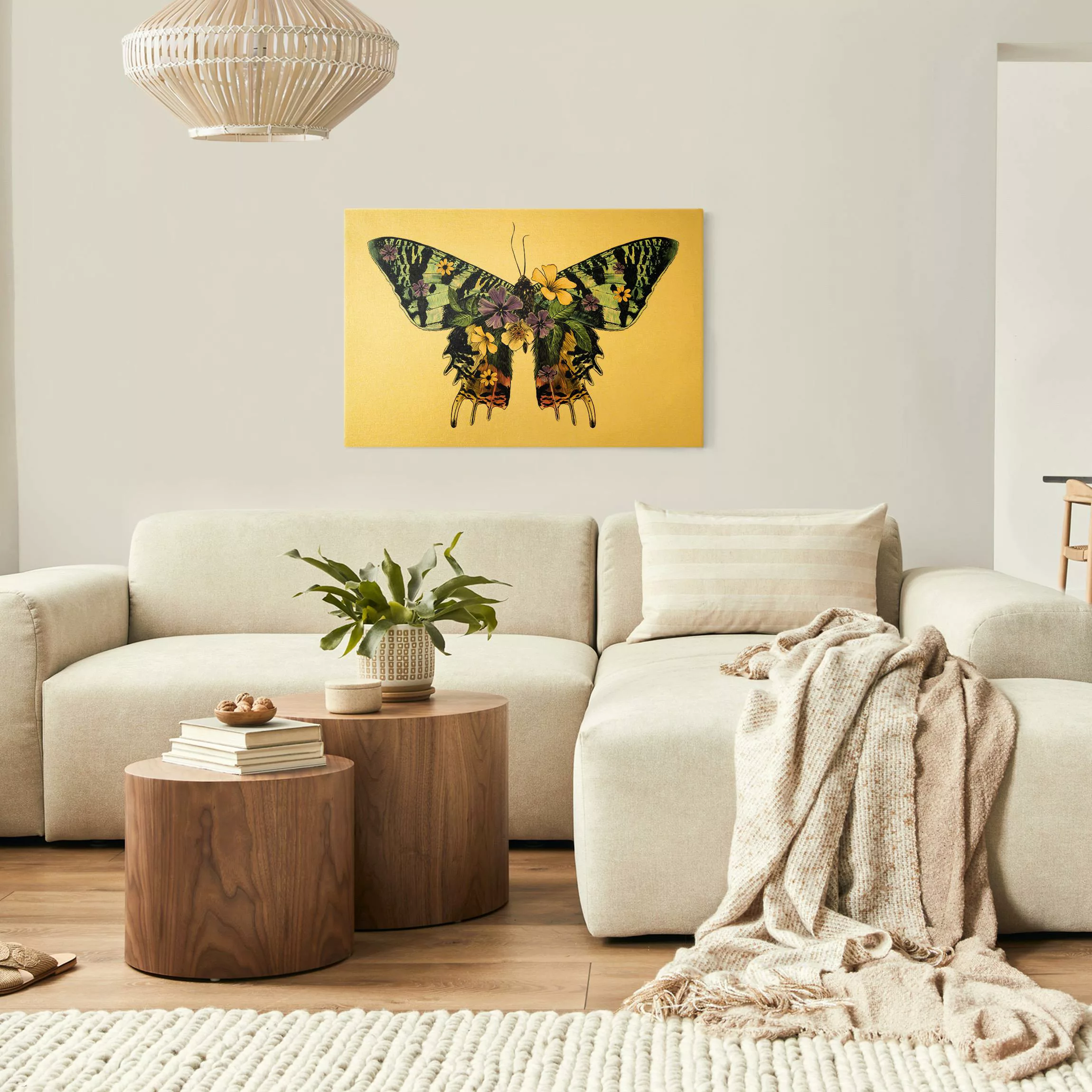 Leinwandbild Illustration floraler Madagaskar Schmetterling günstig online kaufen