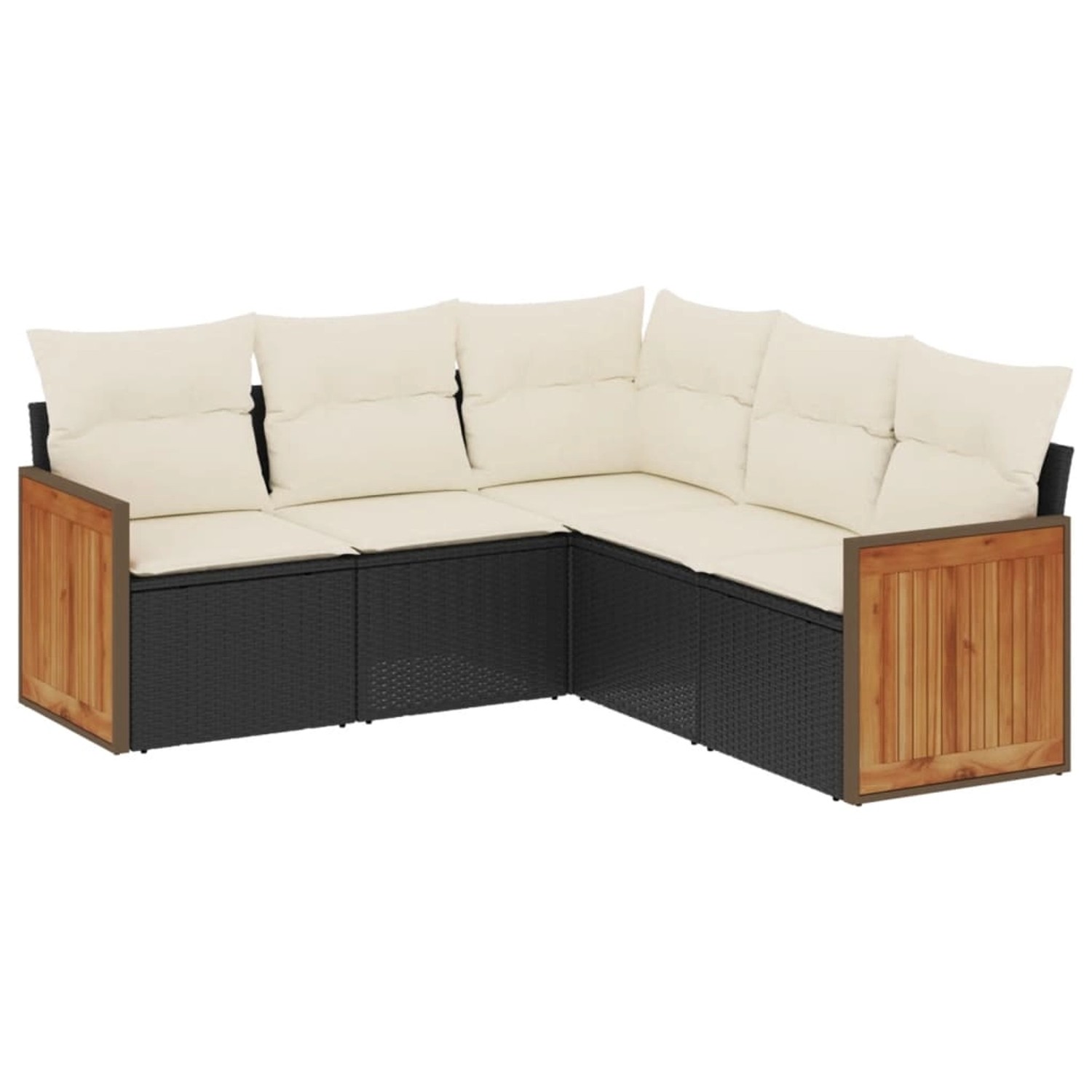 vidaXL 5-Tlg Garten-Sofagarnitur mit Kissen Schwarz Poly Rattan 3260040 günstig online kaufen