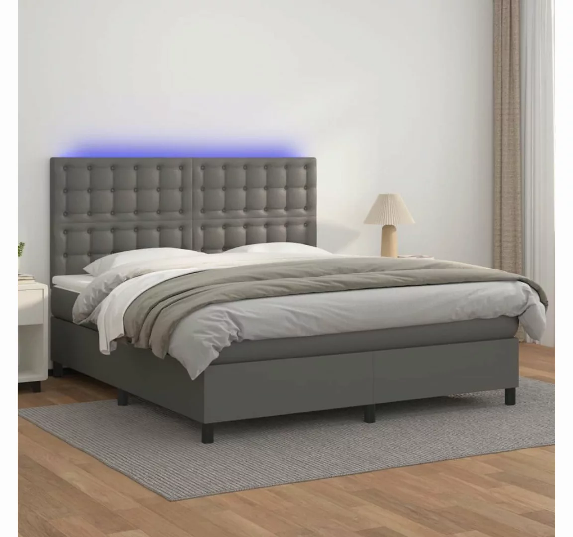 vidaXL Boxspringbett Boxspringbett mit Matratze & LED Kunstleder (180 x 200 günstig online kaufen